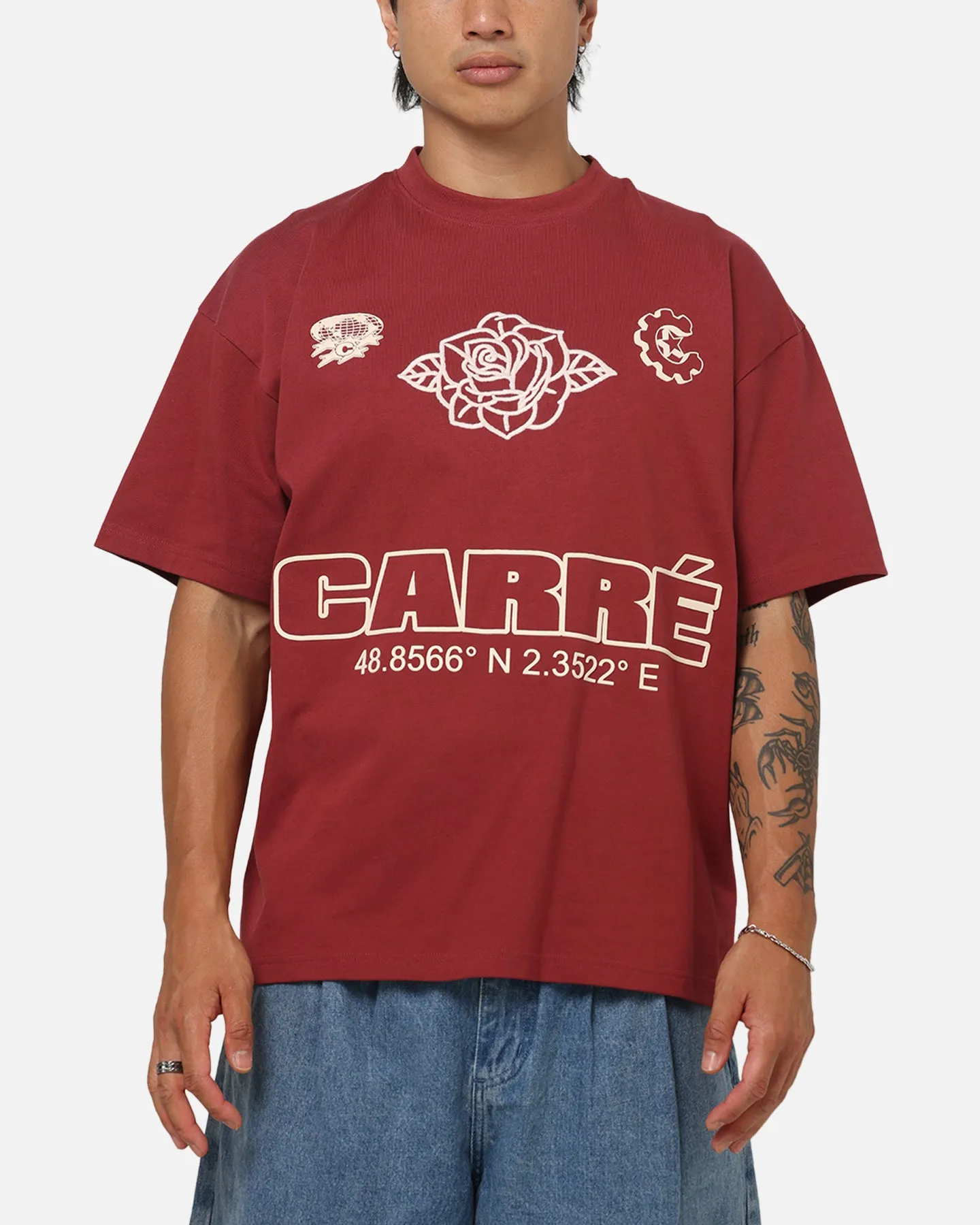 Carre Coordinates T-Shirt Maroon sold by Culture Kings