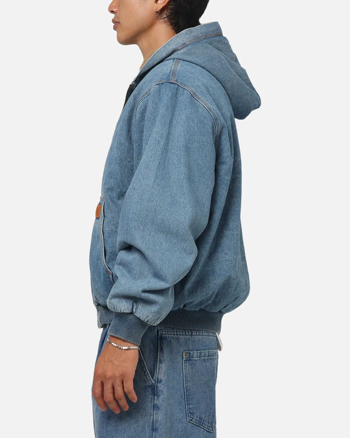 Carre Sherpa Lined Zip Hoodie Mid Blue Denim sold by Culture Kings product image thumbnail 5