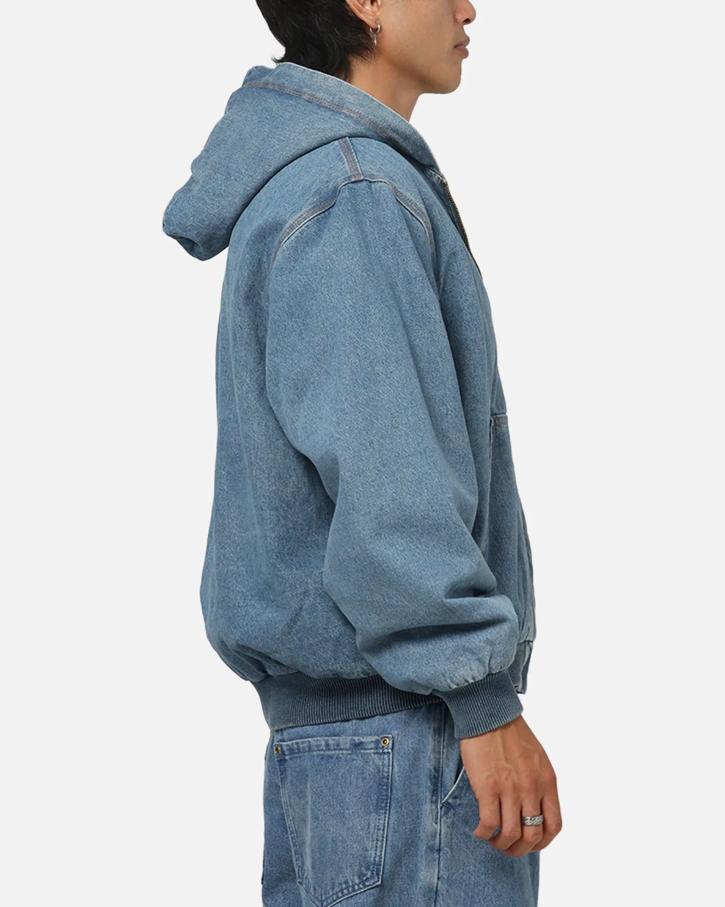 Carre Sherpa Lined Zip Hoodie Mid Blue Denim sold by Culture Kings product image thumbnail 4