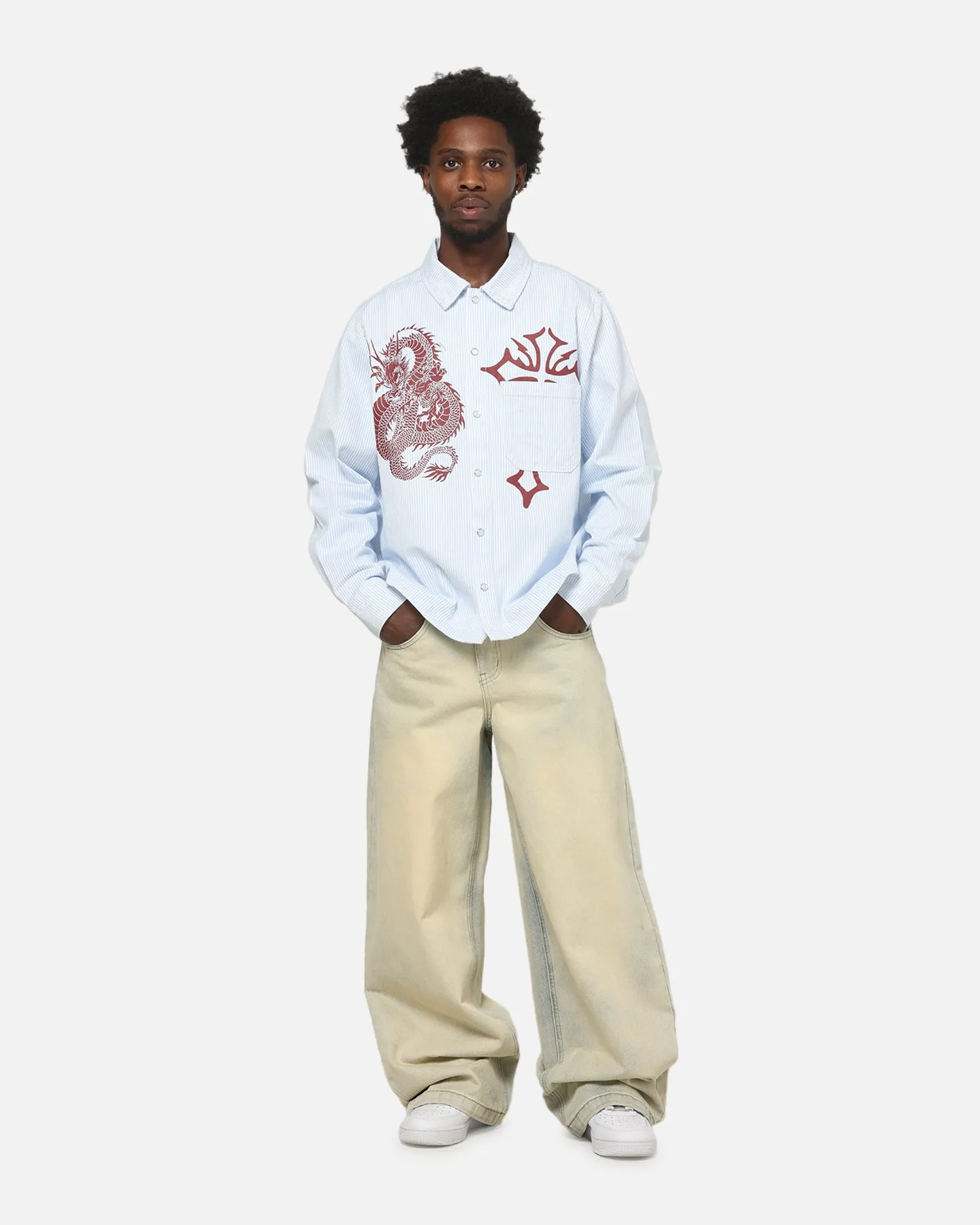 Ed Hardy Euro Button Up Shirt Blue Pinstripe sold by Culture Kings product image thumbnail 3