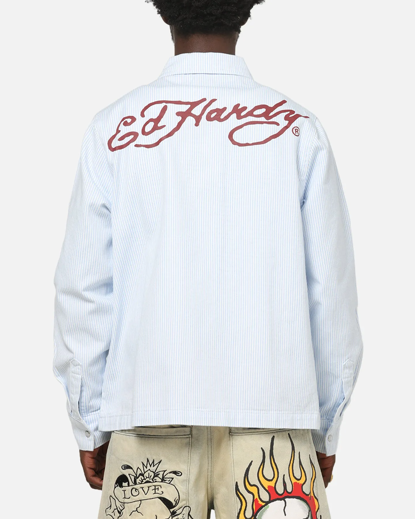 Ed Hardy Euro Button Up Shirt Blue Pinstripe sold by Culture Kings product image thumbnail 2