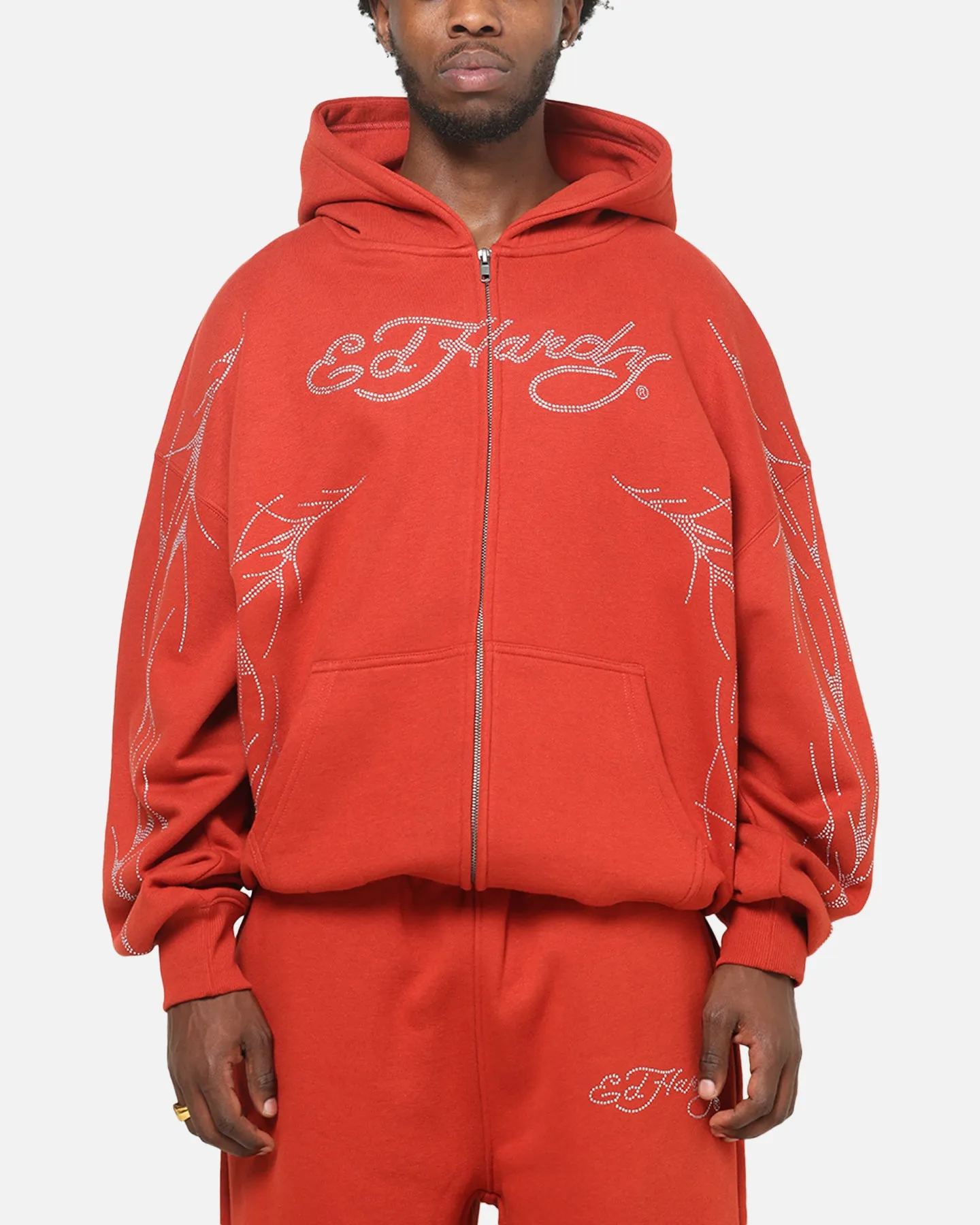 Ed Hardy Cyber Rhinestone Zip-Up Hoodie Red sold by Culture Kings