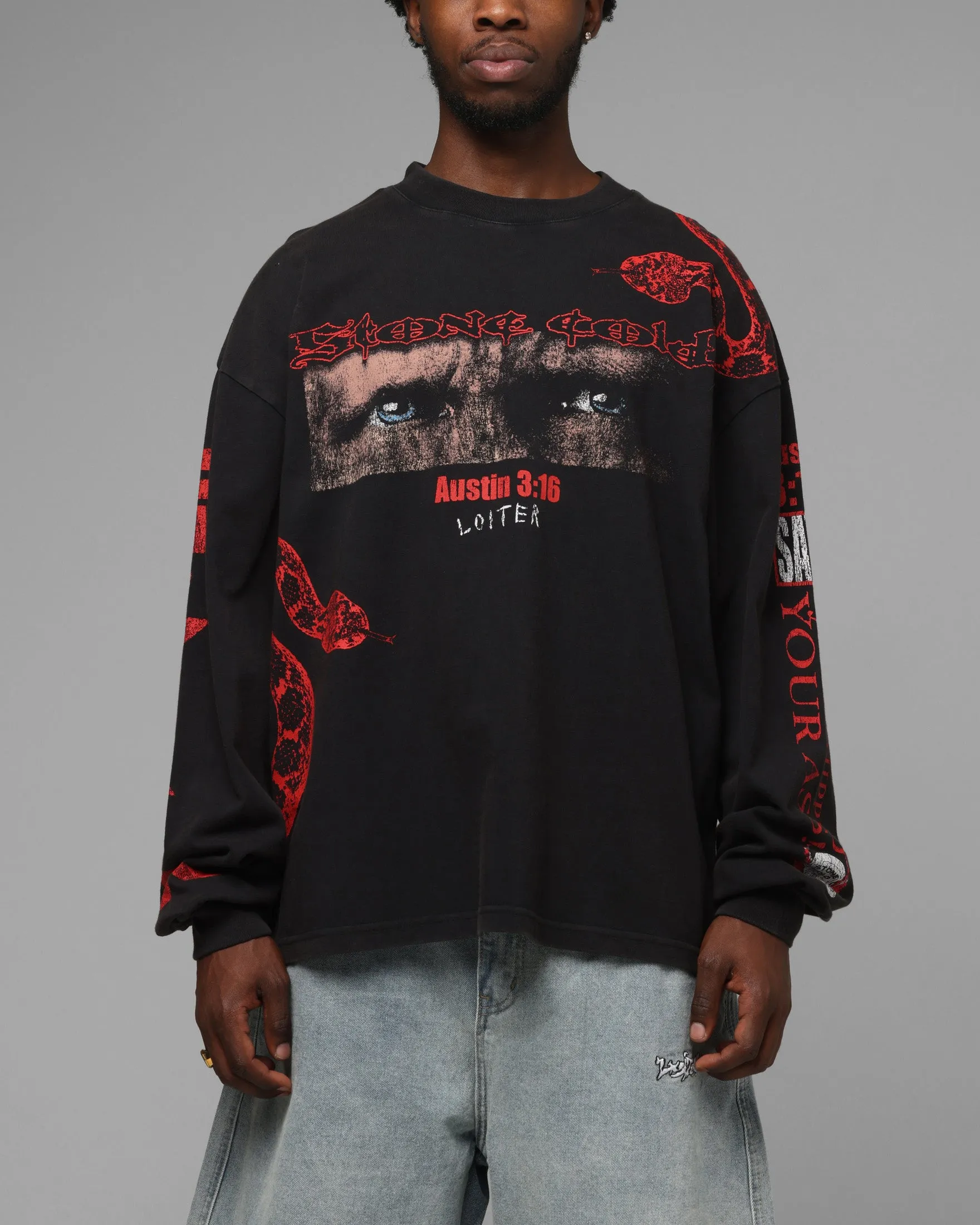 Loiter X WWE Stone Cold Long Sleeve T-Shirt Black sold by Culture Kings