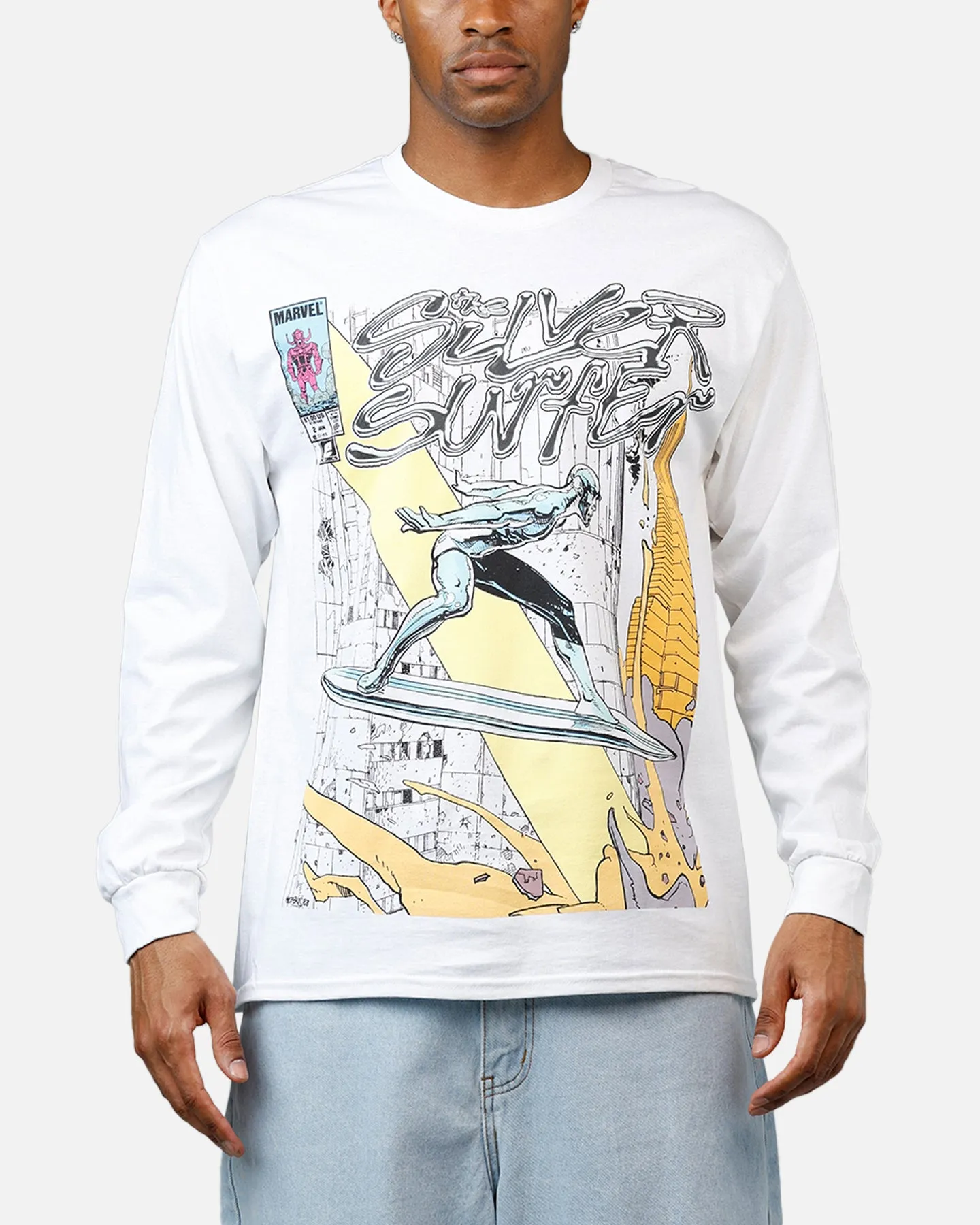 73Studio Marvel Silver Surfer Long Sleeve T-Shirt White sold by Culture Kings