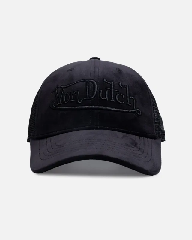 Von Dutch Signature Velvet Trucker Snapback Black sold by Culture Kings