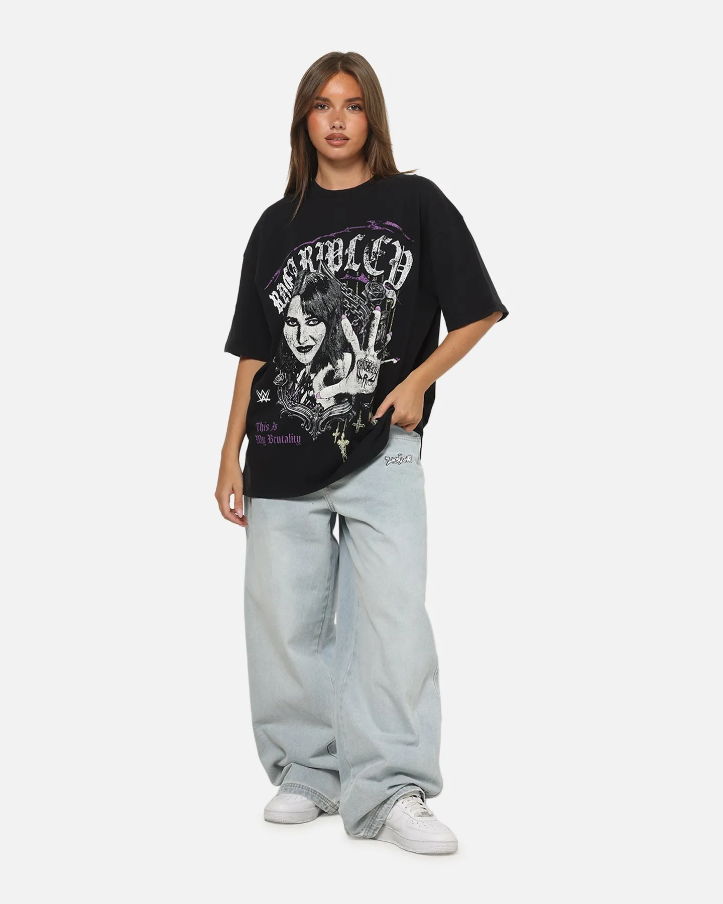 73Studio X WWE Rhea Ripley Vintage T-Shirt Black Acidwash sold by Culture Kings product image thumbnail 3