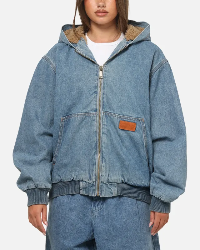 Carre Sherpa Lined Zip Hoodie Mid Blue Denim sold by Culture Kings