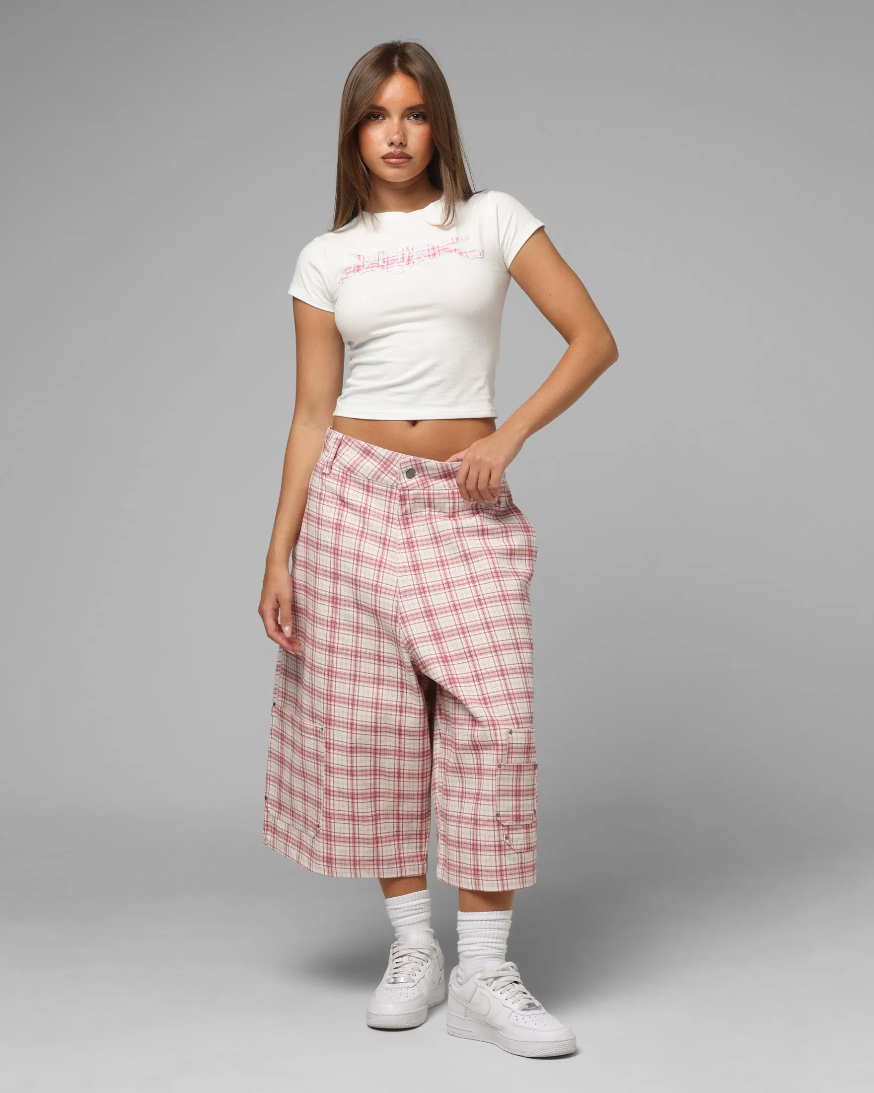 Loiter Utility Cargo Shorts Pink Check sold by Culture Kings product image thumbnail 2