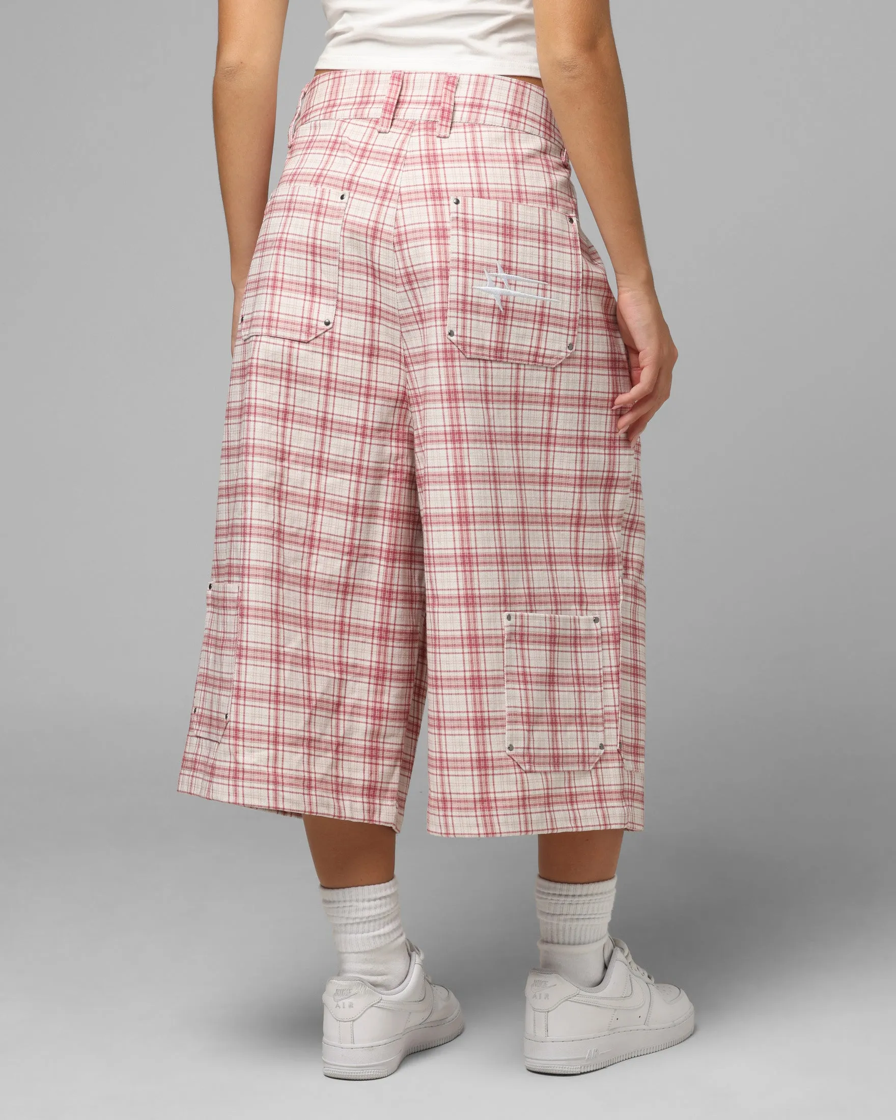 Loiter Utility Cargo Shorts Pink Check sold by Culture Kings