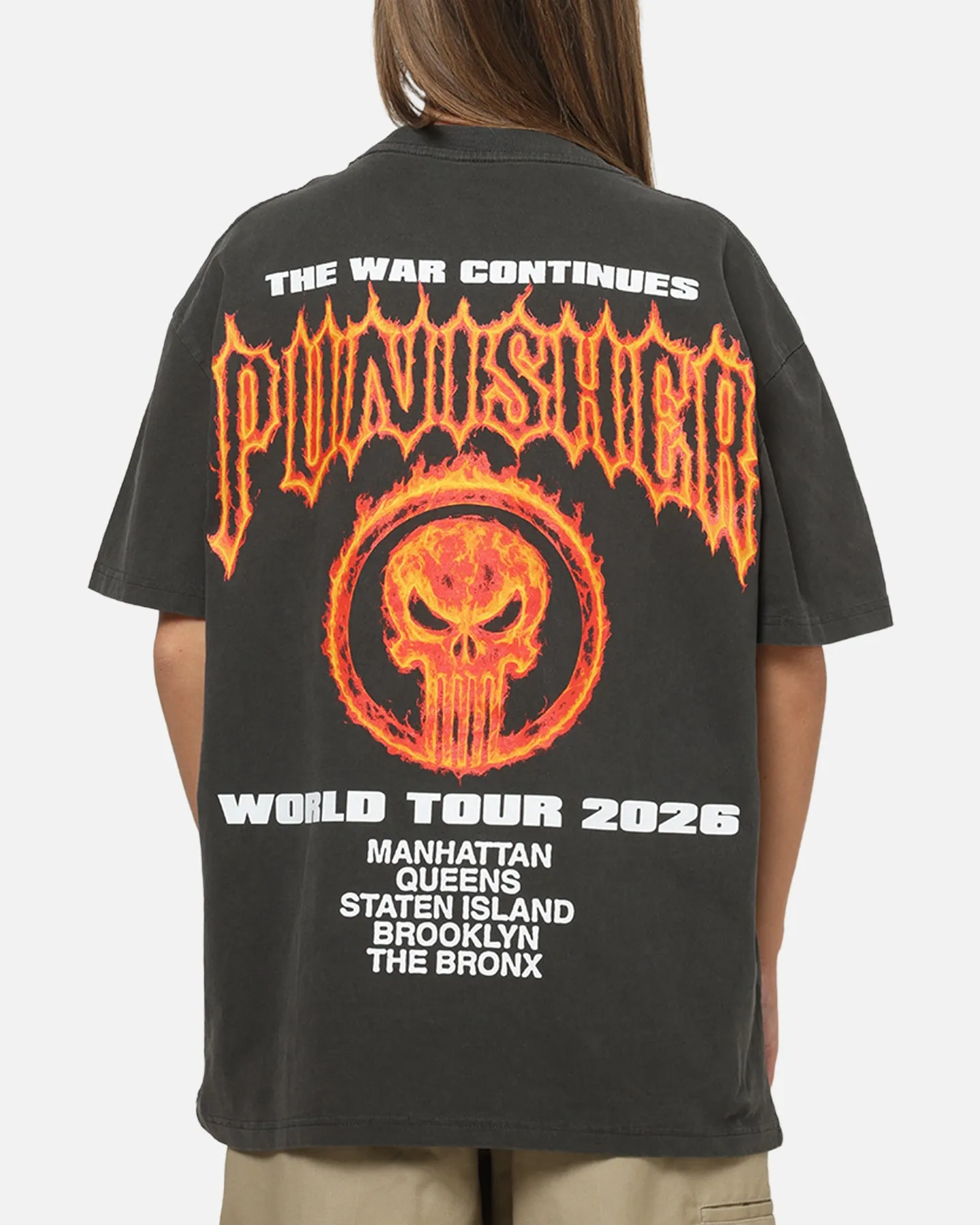 73Studio Marvel Punisher Flames Heavy T-Shirt Black Wash sold by Culture Kings