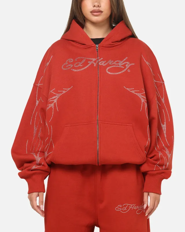 Ed Hardy Cyber Rhinestone Zip-Up Hoodie Red sold by Culture Kings
