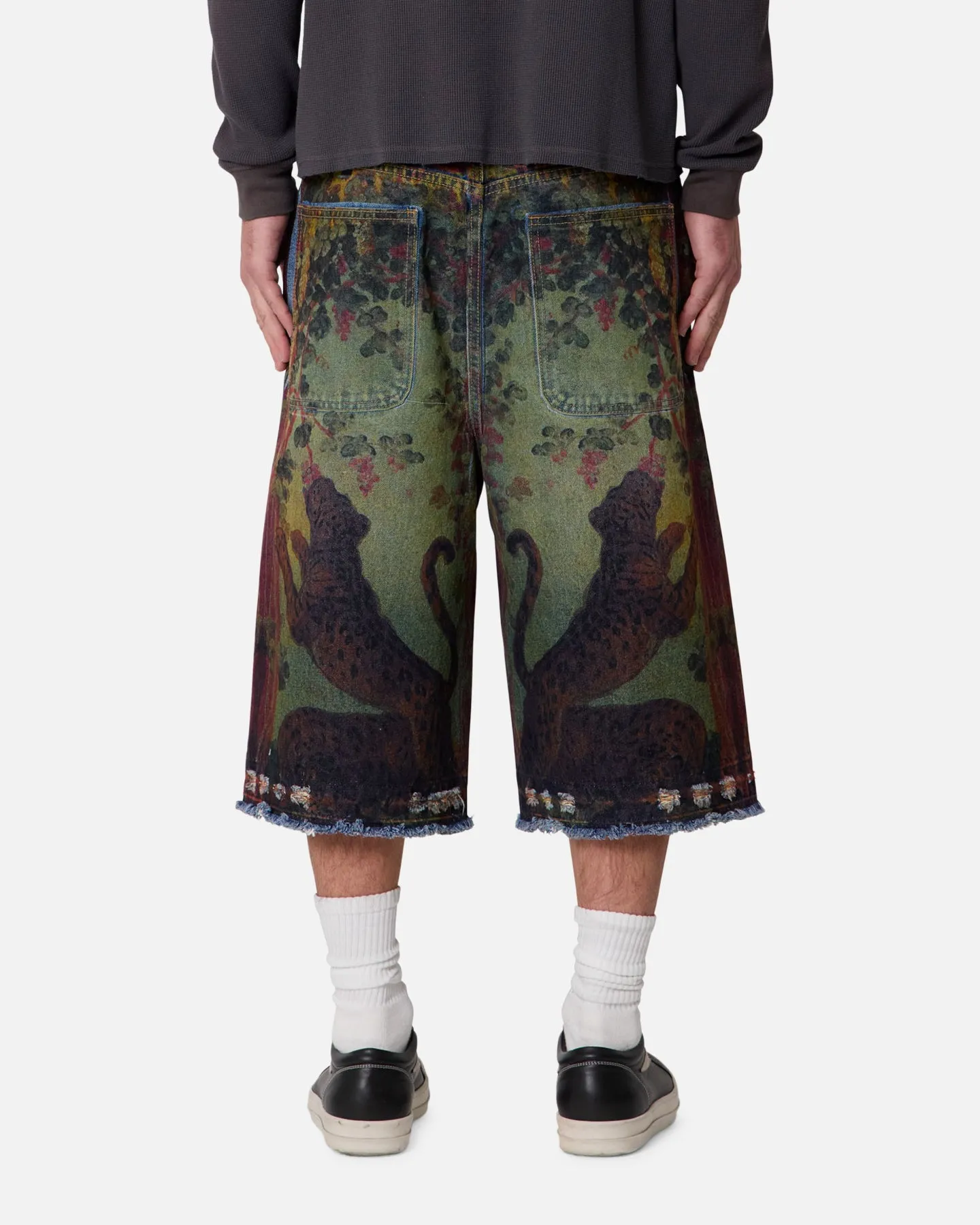 MNML Ultra Baggy Leopard Denim Shorts Multi sold by Culture Kings product image thumbnail 4