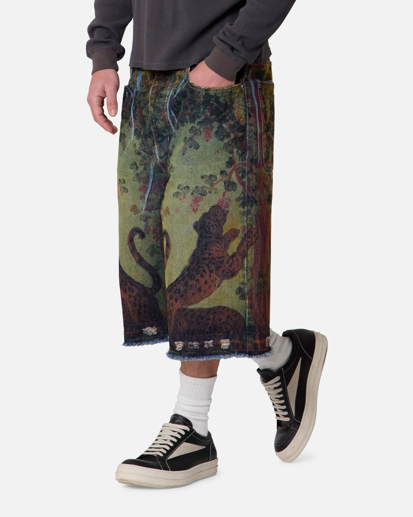 MNML Ultra Baggy Leopard Denim Shorts Multi sold by Culture Kings product image thumbnail 5