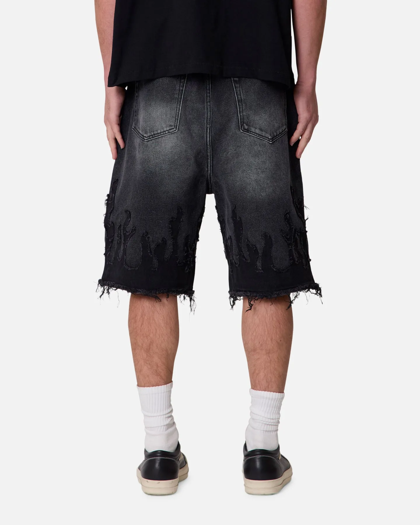 MNML Baggy Flame Denim Shorts Black sold by Culture Kings product image thumbnail 4