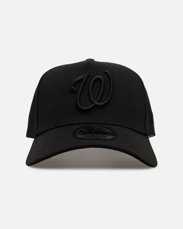New Era Washington Nationals 'Easy Black' 9FORTY A-Frame Snapback Black/Black made by New Era