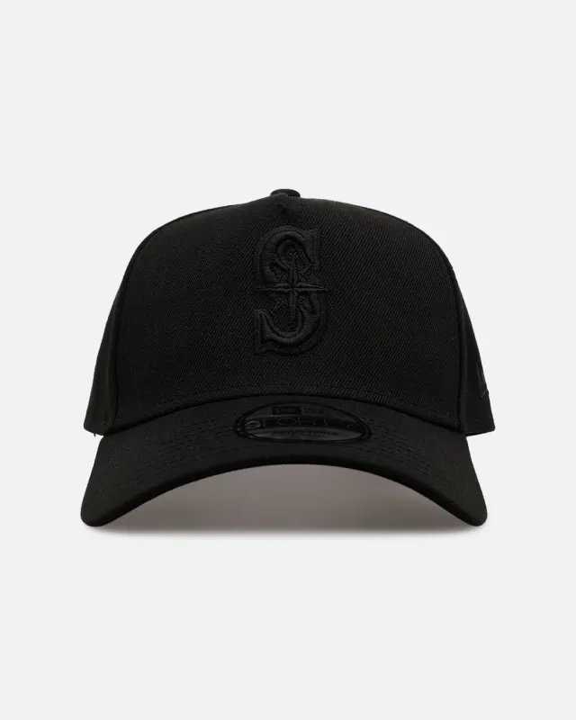 New Era Seattle Mariners 'Easy Black' 9FORTY A-Frame Snapback Black/Black sold by Culture Kings