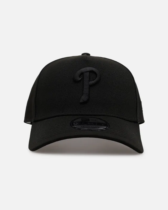 New Era Philadelphia Phillies 'Easy Black' 9FORTY A-Frame Snapback Black/Black sold by Culture Kings