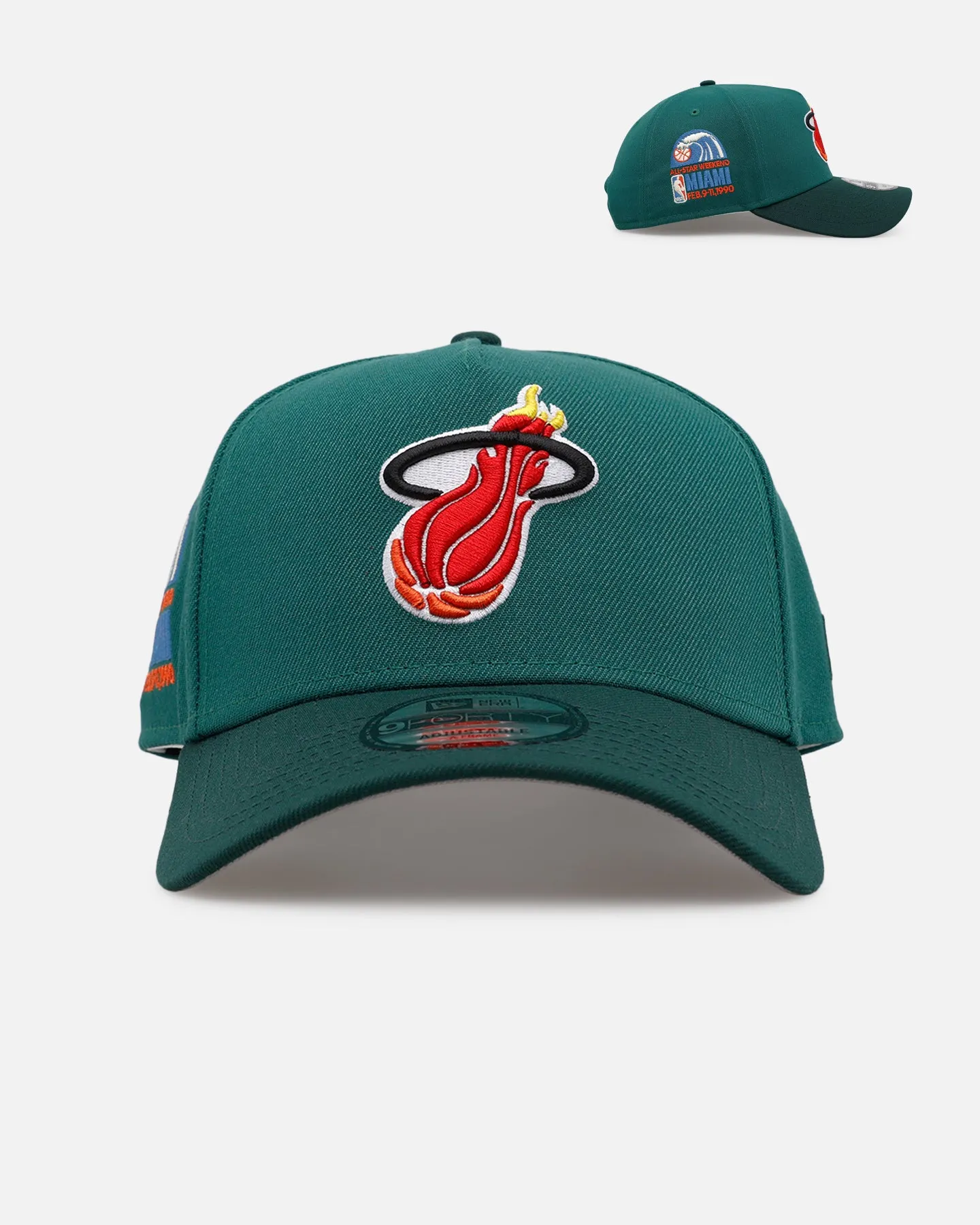 New Era Miami Heat 'Citrus 2.0' 9FORTY A-Frame Snapback Dark Green/Orange sold by Culture Kings