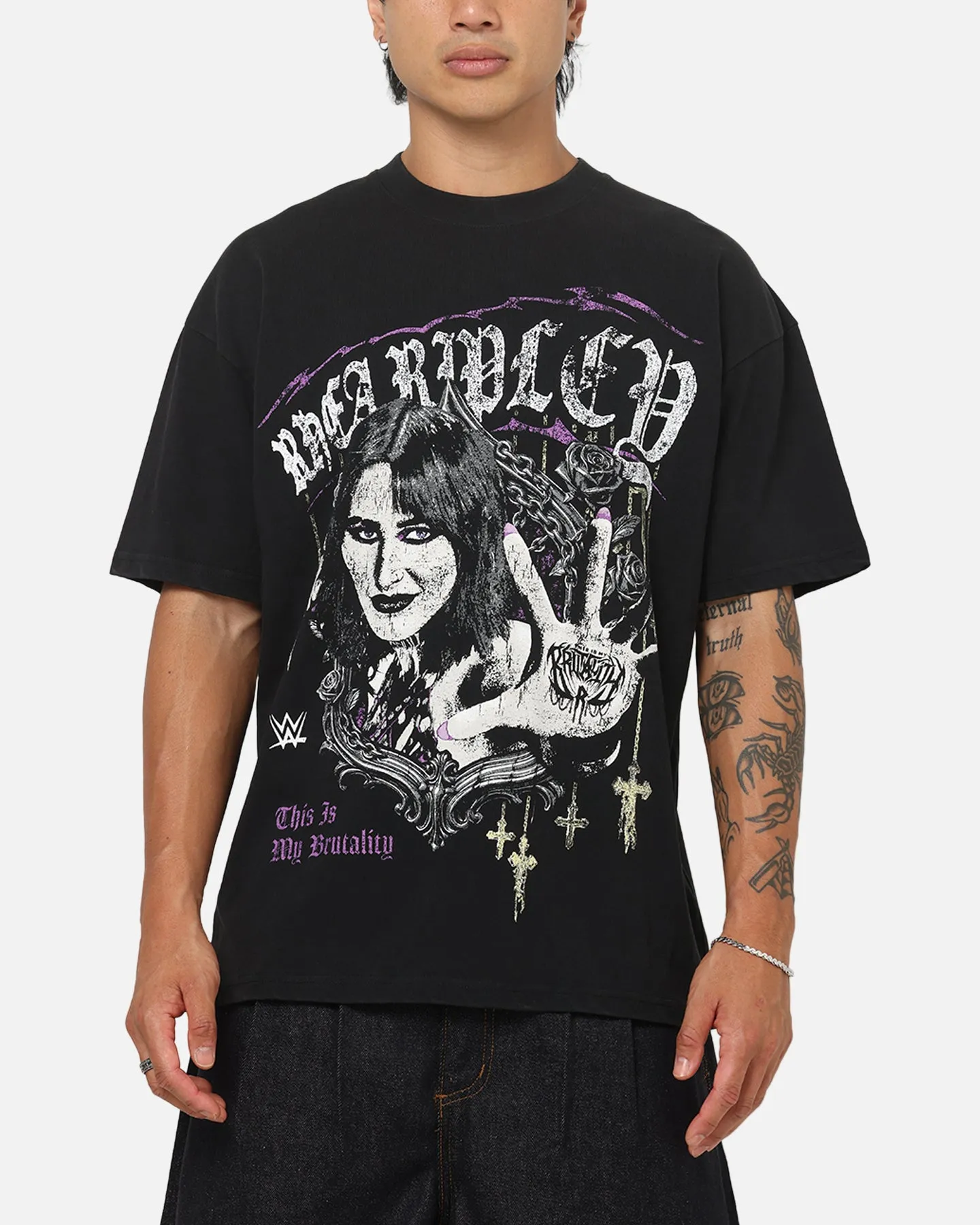 73Studio X WWE Rhea Ripley Vintage T-Shirt Black Acidwash sold by Culture Kings