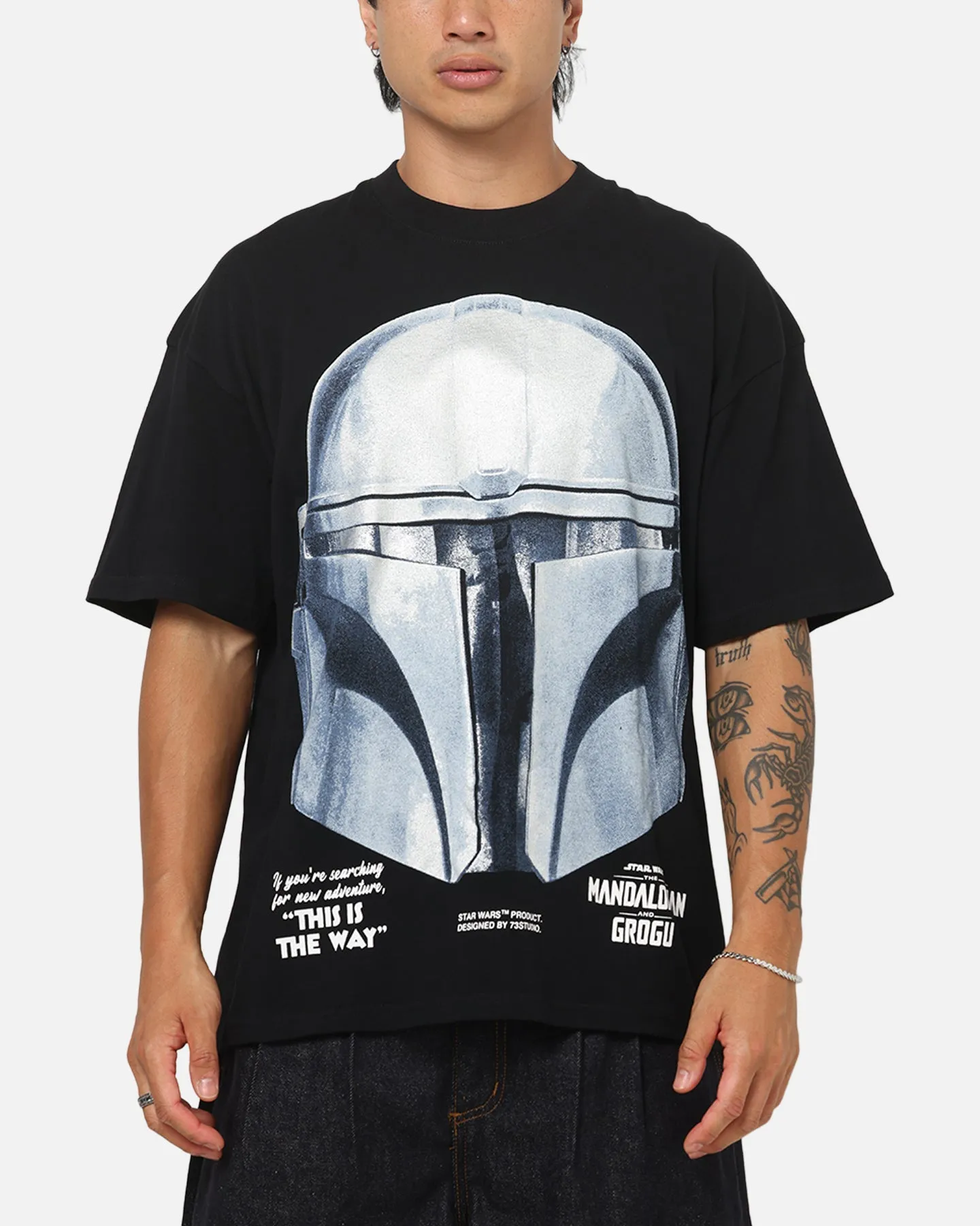 73Studio Star Wars Stand Off Glitter T-Shirt Black Acidwash sold by Culture Kings