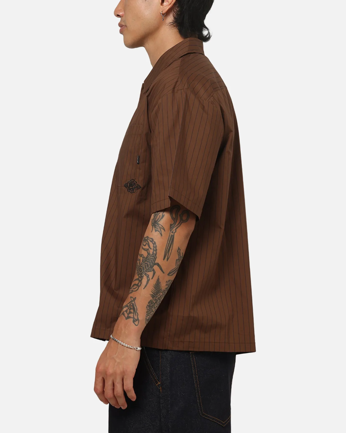 Carre Signature Rose Button Up Shirt Brown Pinstripe sold by Culture Kings product image thumbnail 5