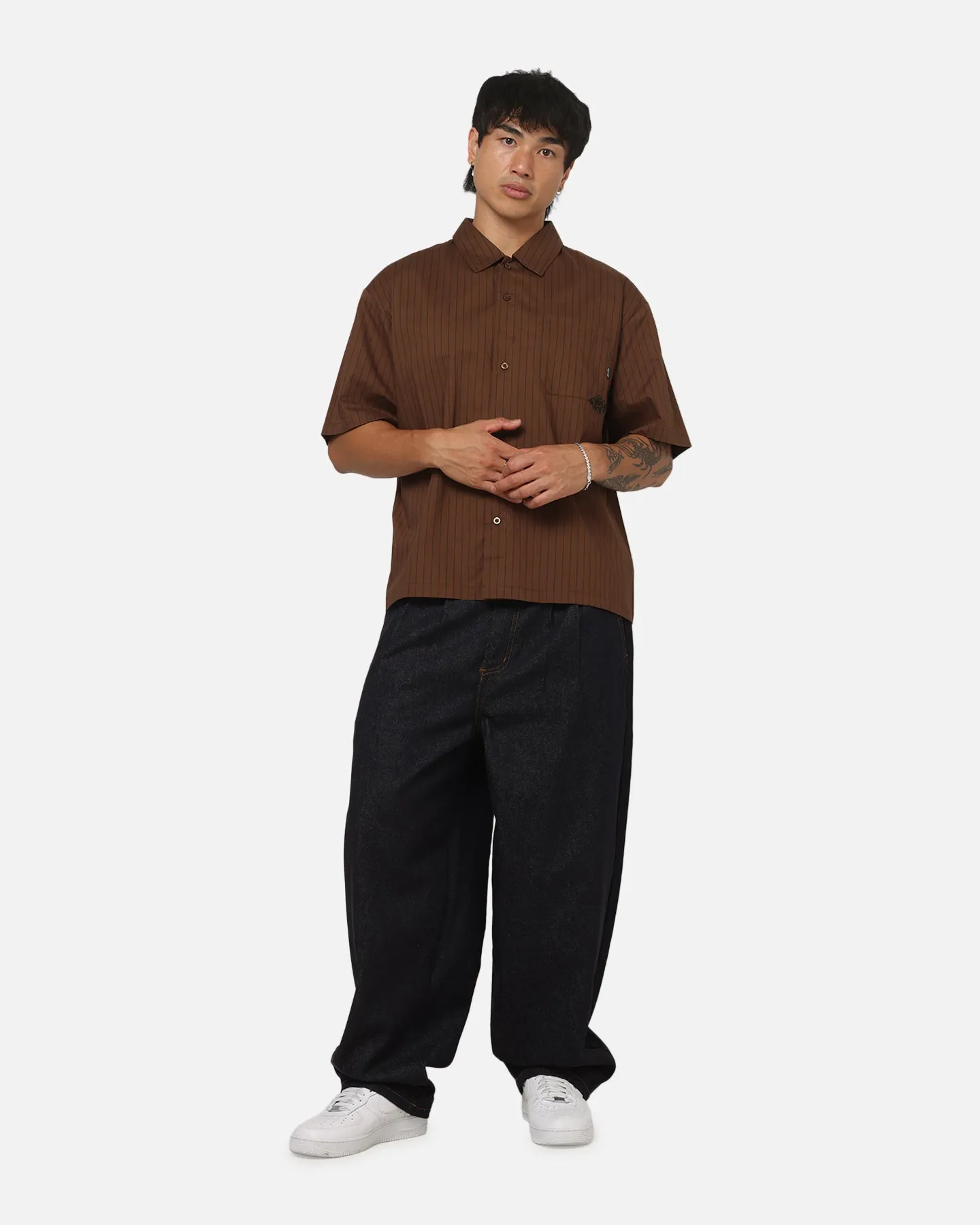 Carre Signature Rose Button Up Shirt Brown Pinstripe sold by Culture Kings product image thumbnail 2