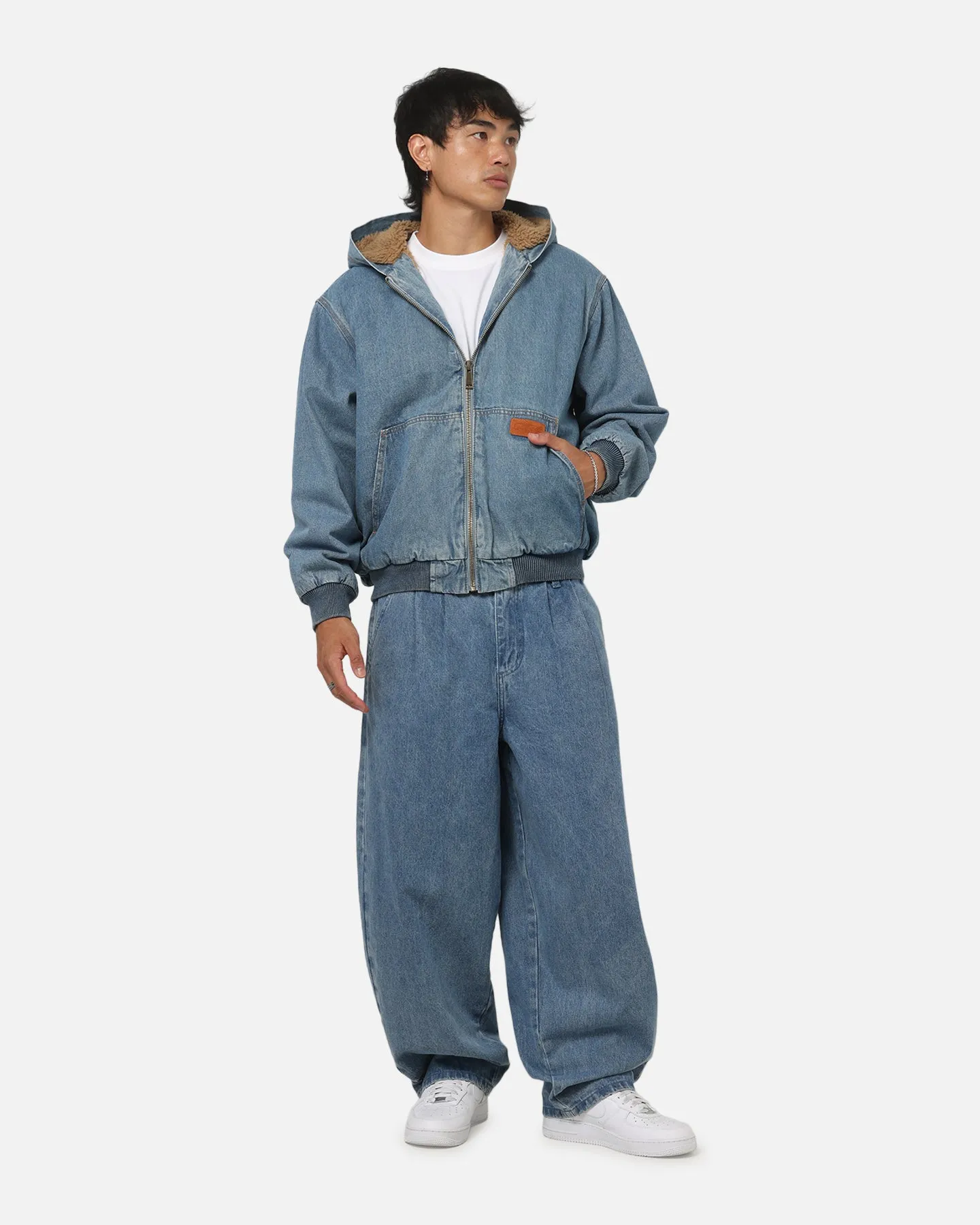 Carre Sherpa Lined Zip Hoodie Mid Blue Denim sold by Culture Kings product image thumbnail 2