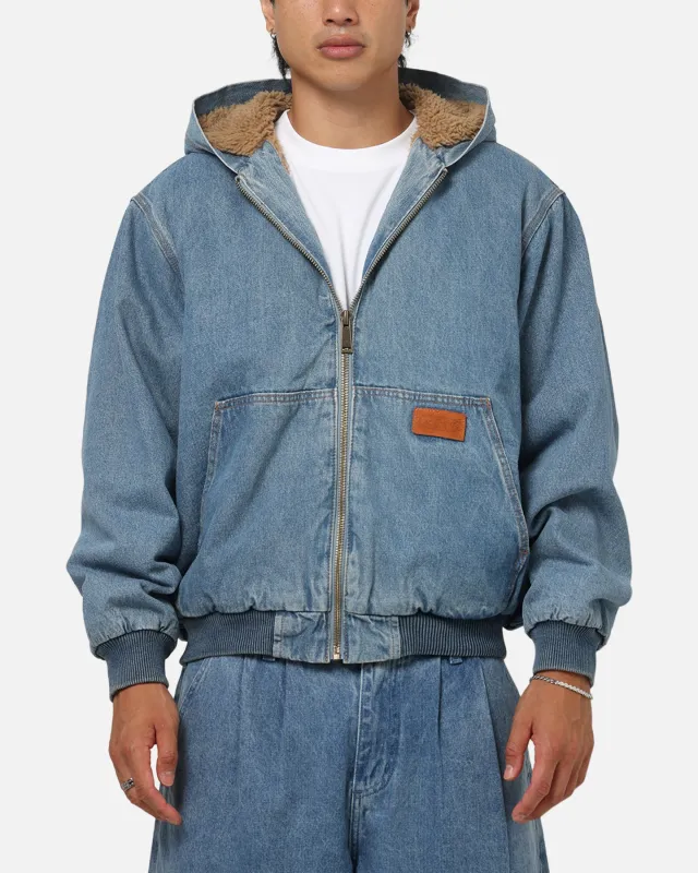 Carre Sherpa Lined Zip Hoodie Mid Blue Denim made by Culture Kings