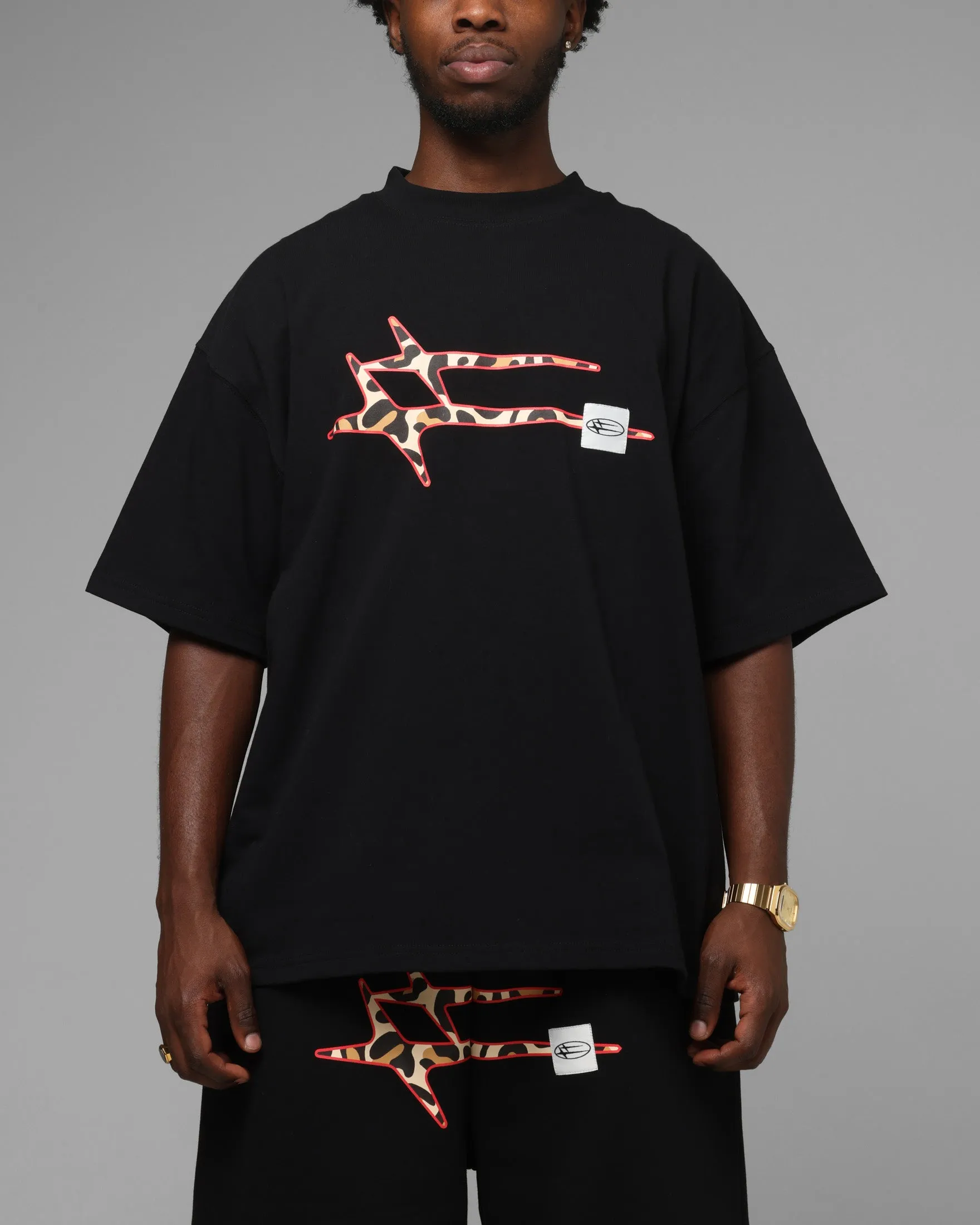 Loiter Hybrid Premium T-Shirt Black/Leopard sold by Culture Kings