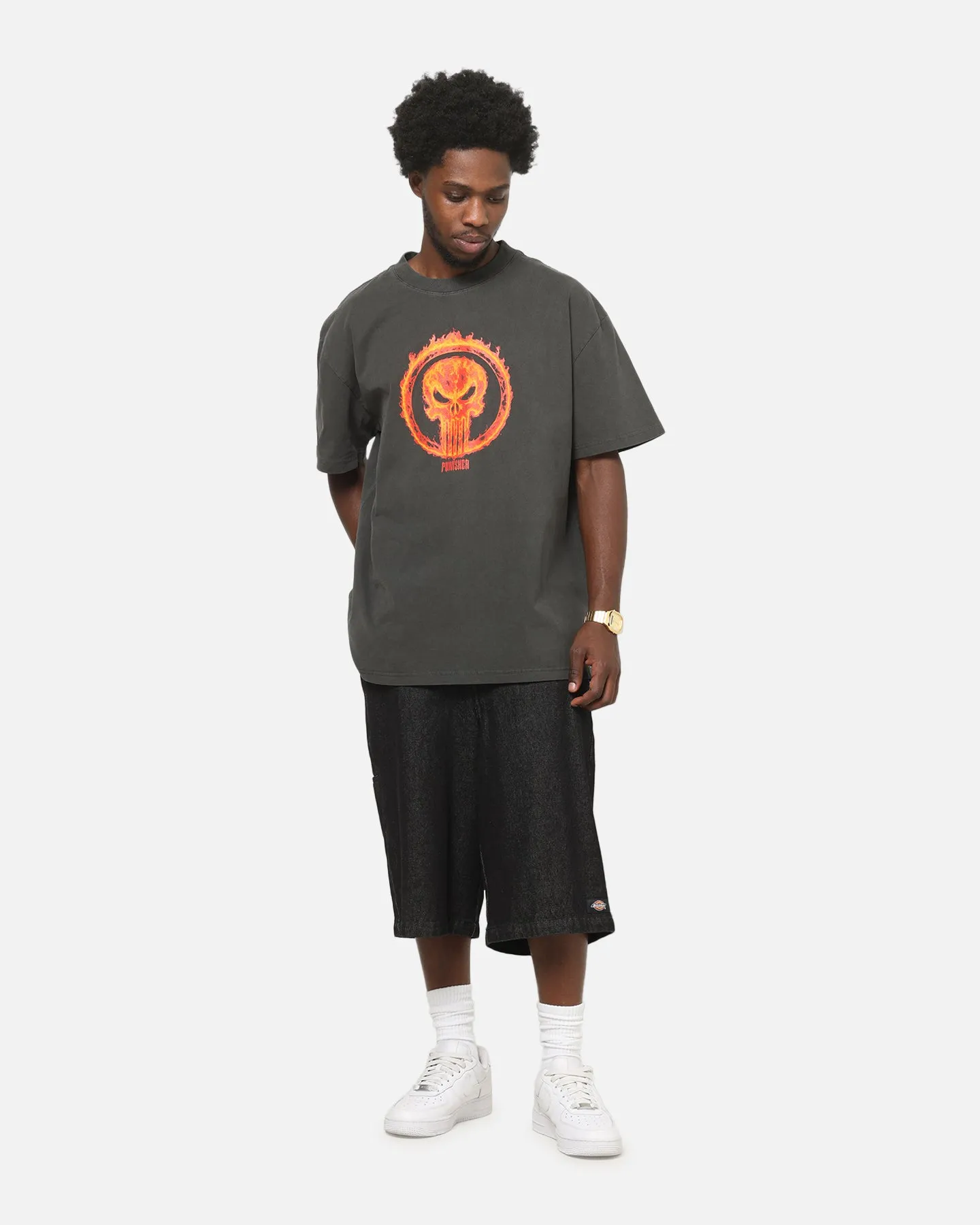 73Studio Marvel Punisher Flames Heavy T-Shirt Black Wash sold by Culture Kings product image thumbnail 4