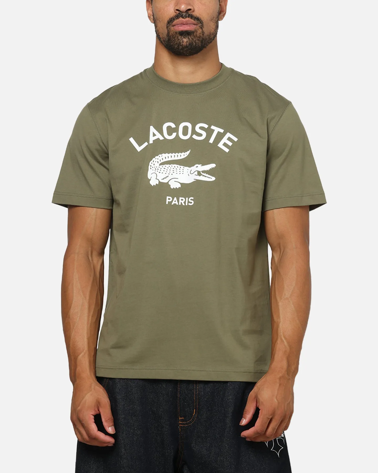 Lacoste Soft Branding Croc Logo T-Shirt Olive sold by Culture Kings