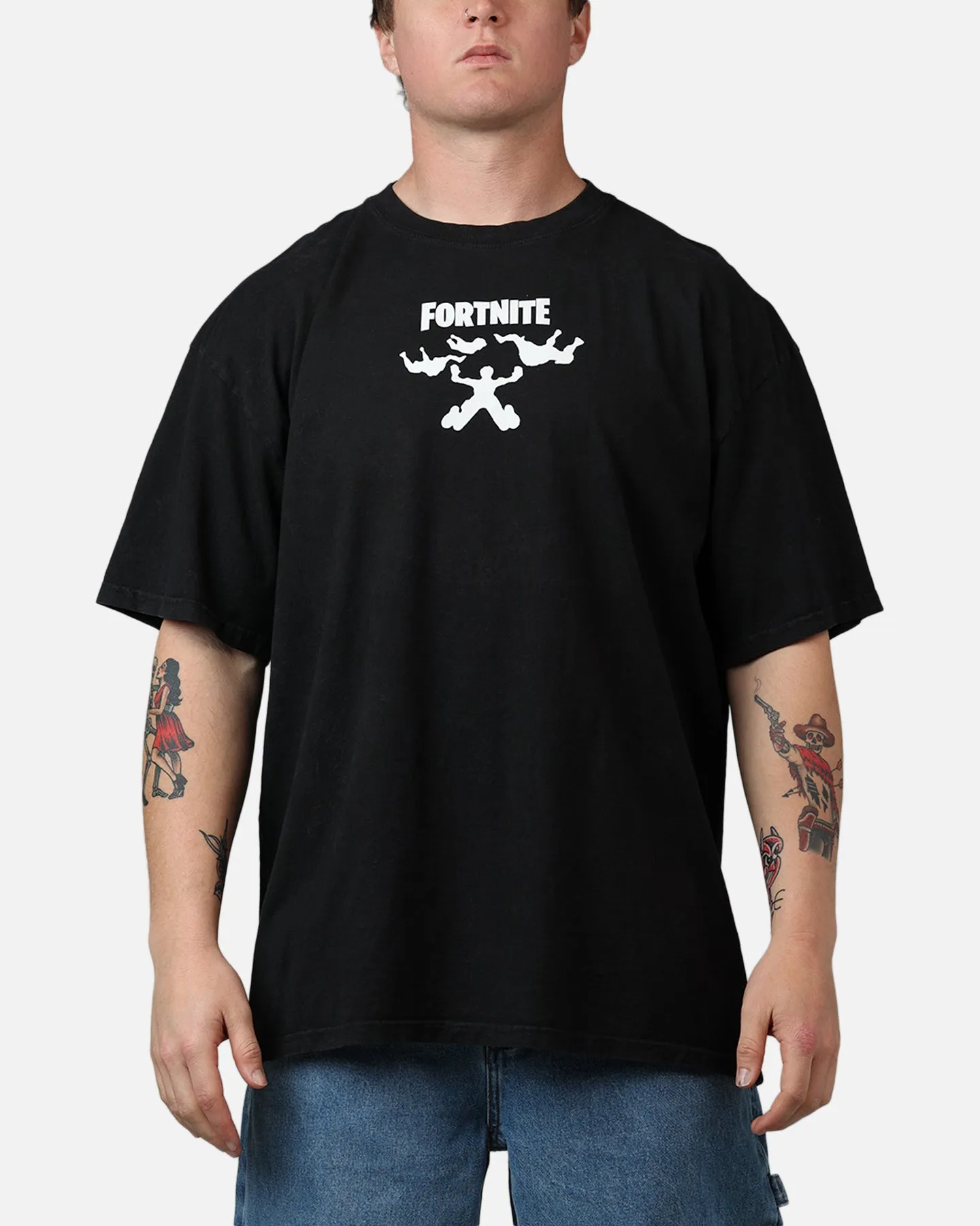 73Studio X Fortnite Where We Droppin T-Shirt Black Acidwash sold by Culture Kings product image thumbnail 2
