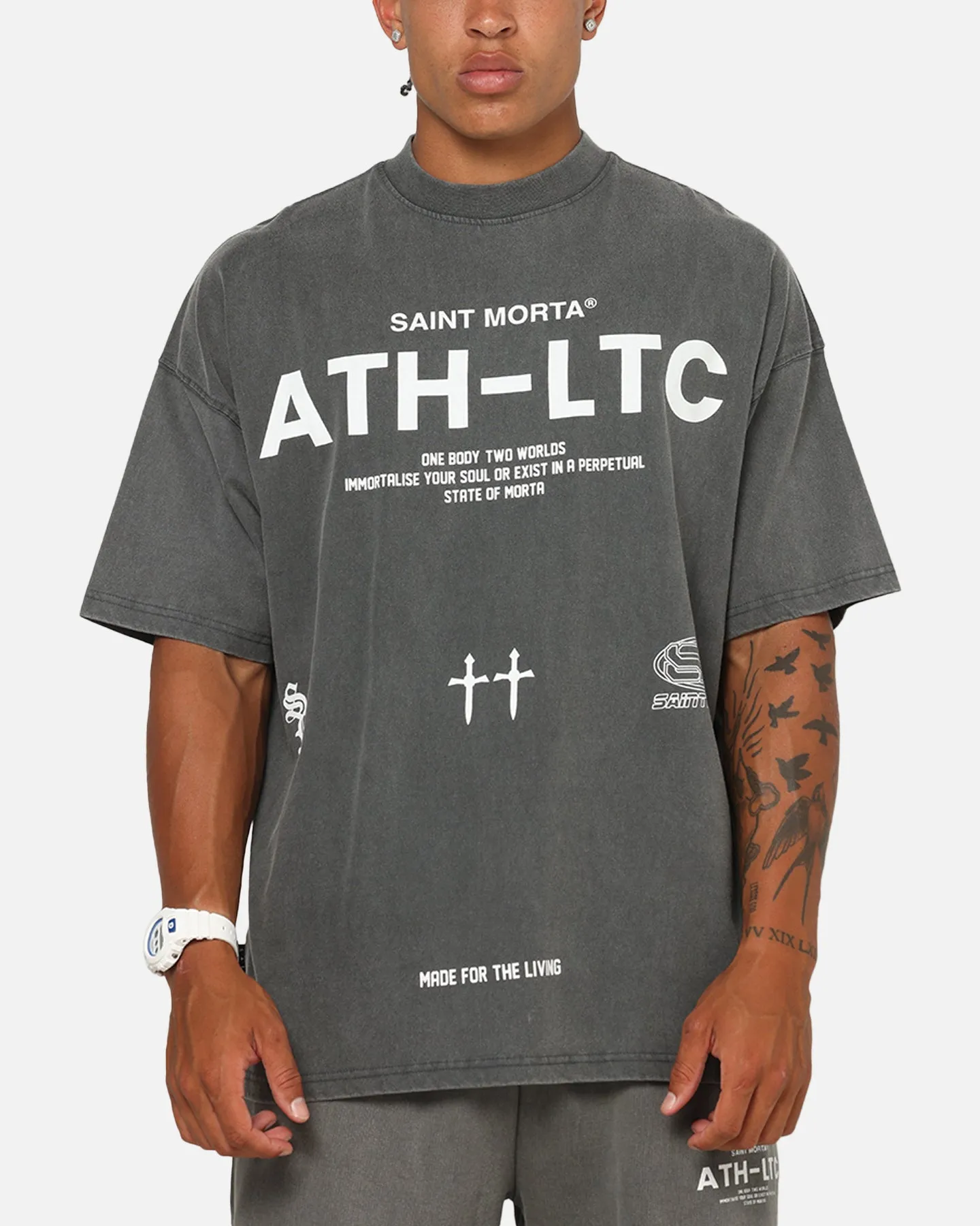 Saint Morta Athltc T-Shirt Washed Charcoal sold by Culture Kings