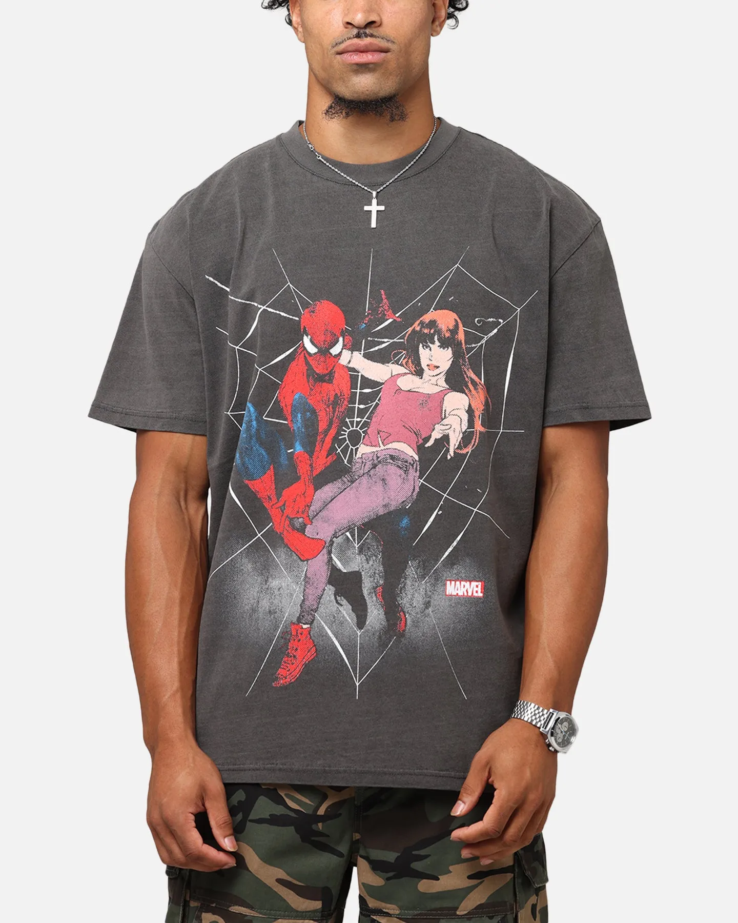 73Studio Marvel’s Spider-Man Peter Parker & MJ Heavyweight T-Shirt Black Wash sold by Culture Kings