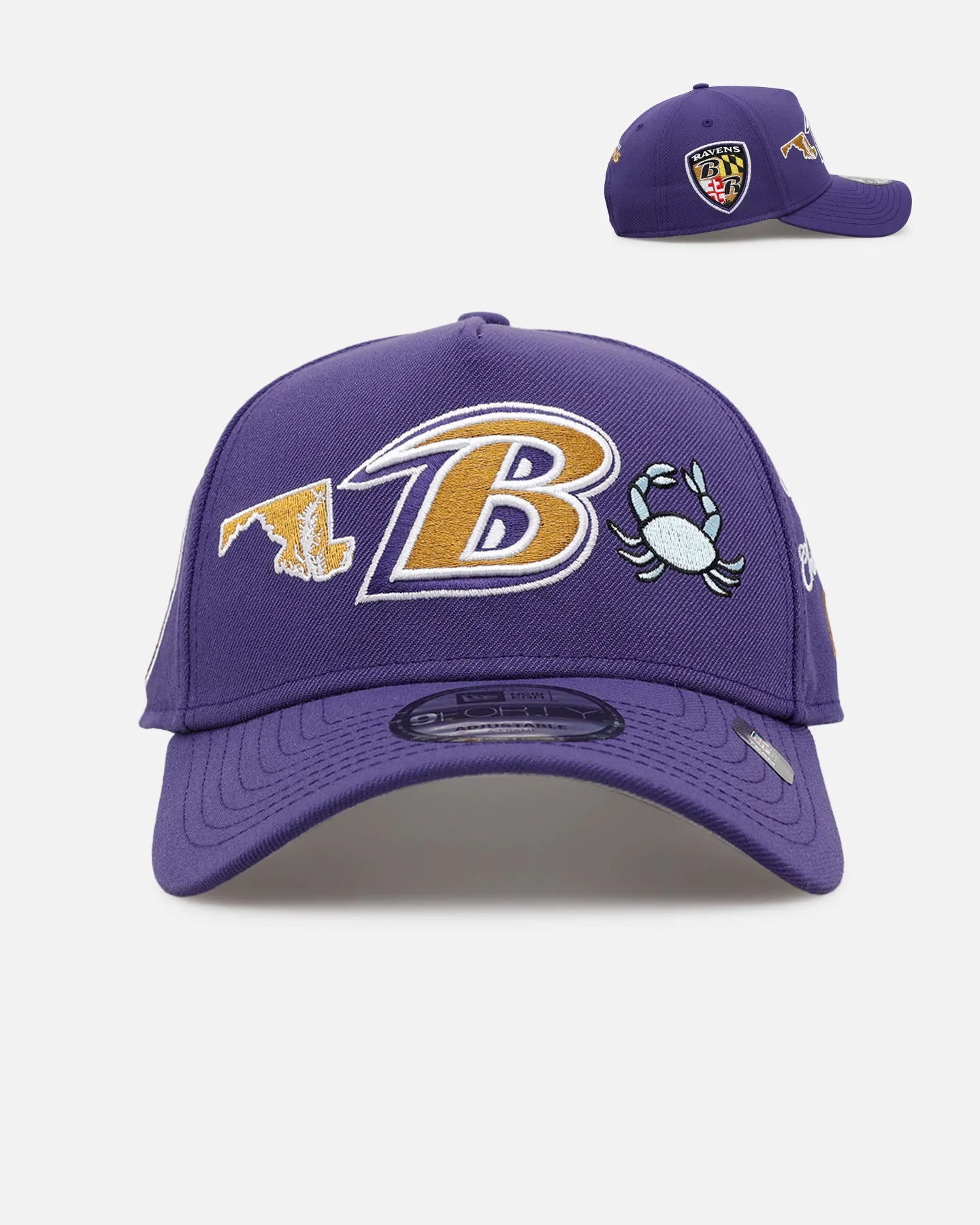 New Era Baltimore Ravens 'City Icons' 9FORTY A-Frame Snapback Purple sold by Culture Kings