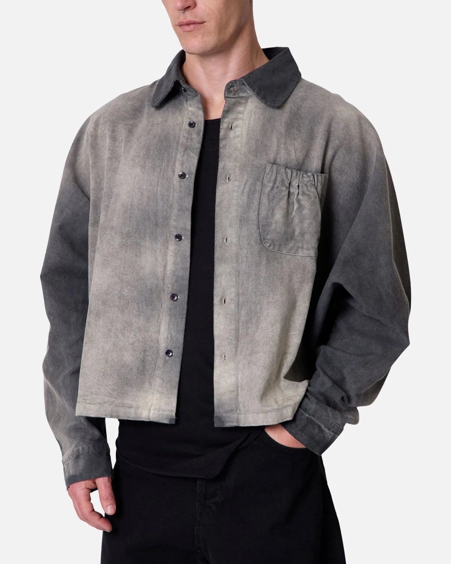 MNML Spray Denim Long Sleeve Shirt Washed Black sold by Culture Kings product image thumbnail 4