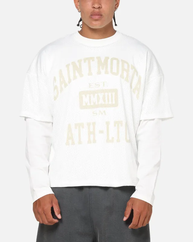 Saint Morta Athltc College Layered Long Sleeve T-Shirt Off White made by Culture Kings