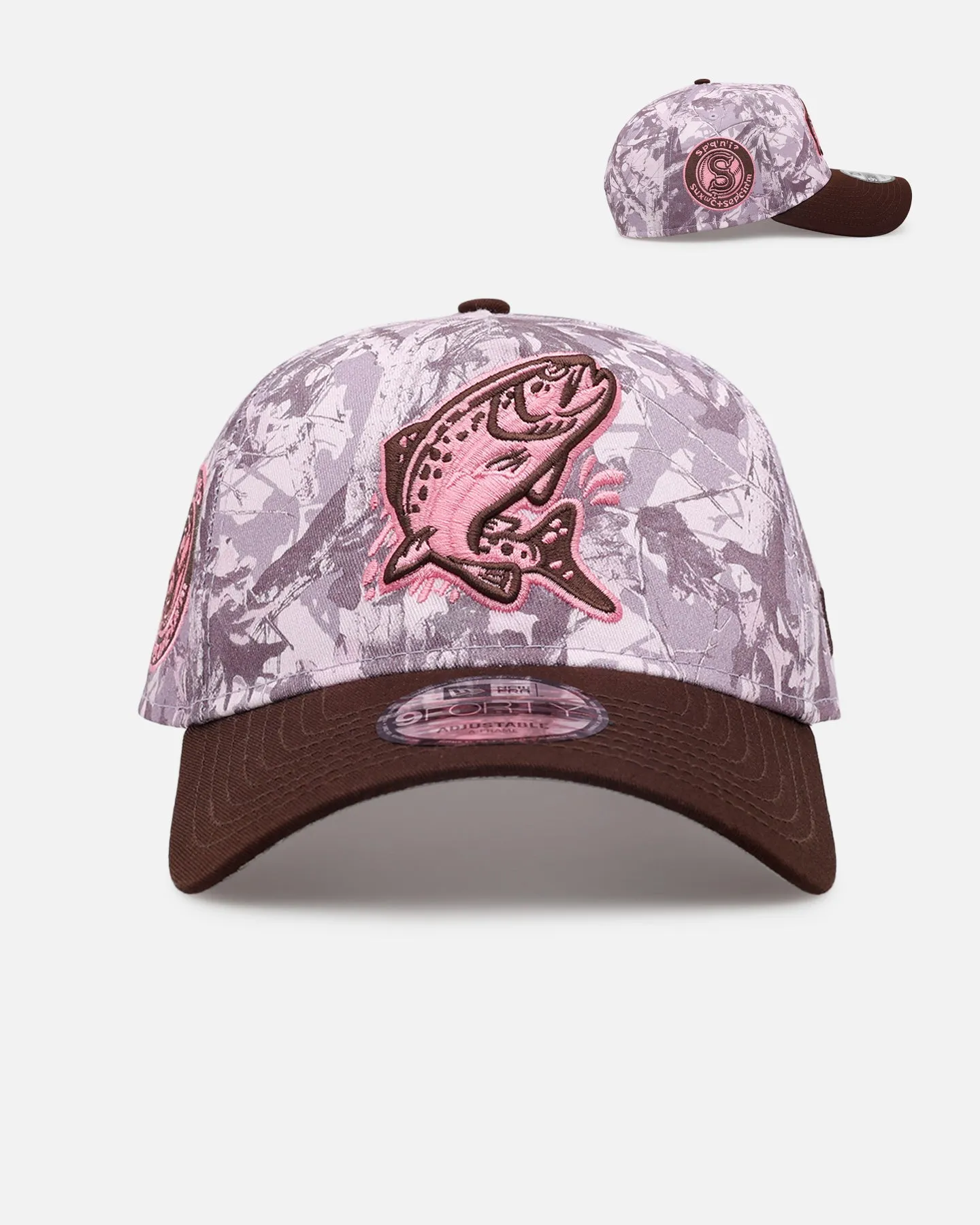 New Era Spokane Indians 'Pink Tree Camo' 9FORTY A-Frame Snapback Pink sold by Culture Kings
