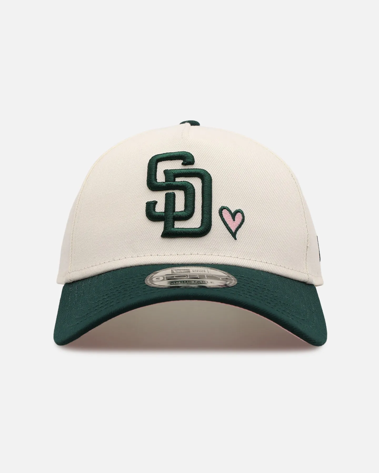 New Era San Diego Padres 'Pink Satin Hearts Green' 9FORTY A-Frame Snapback Chrome/Dark Green sold by Culture Kings