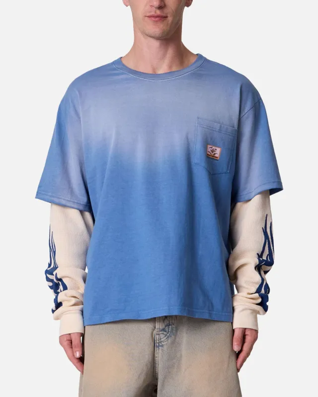MNML Layered Flame Pocket Long Sleeve T-Shirt Washed Blue made by MNML