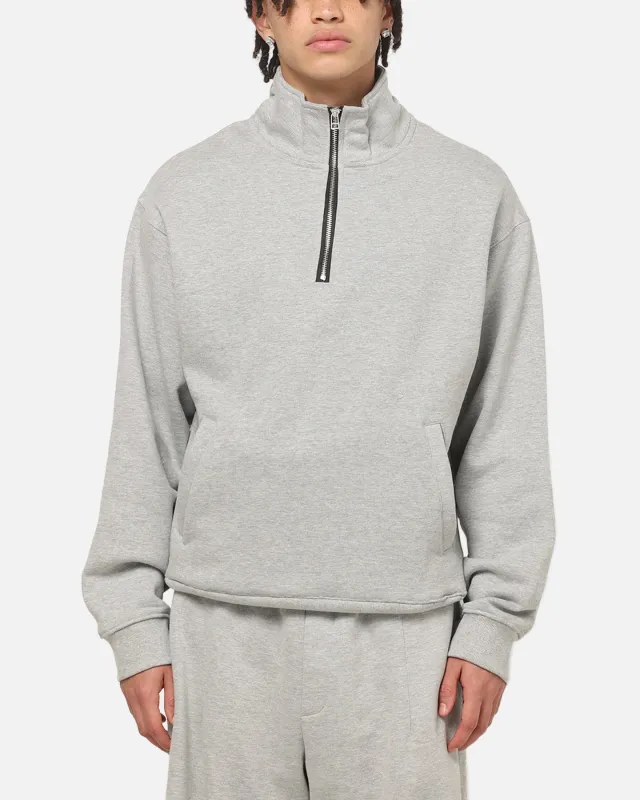 American Thrift Leisure Quarter Zip Mock Neck Sweater Grey Marle made by Culture Kings