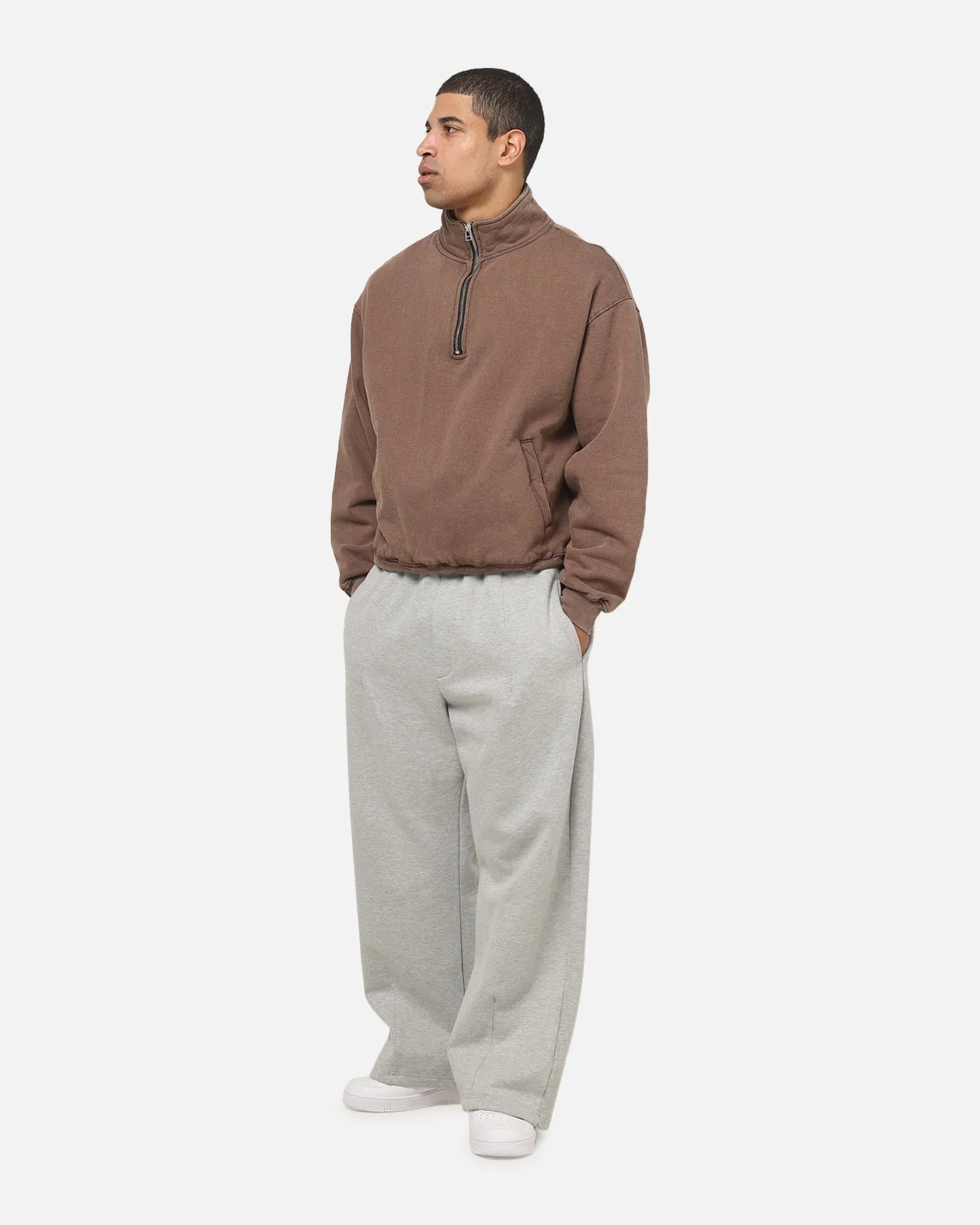 American Thrift Leisure Quarter Zip Mock Neck Sweater Washed Brown sold by Culture Kings product image thumbnail 2