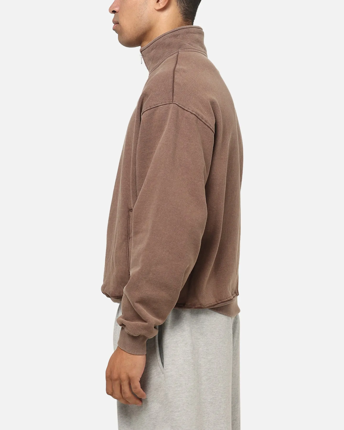 American Thrift Leisure Quarter Zip Mock Neck Sweater Washed Brown sold by Culture Kings product image thumbnail 4