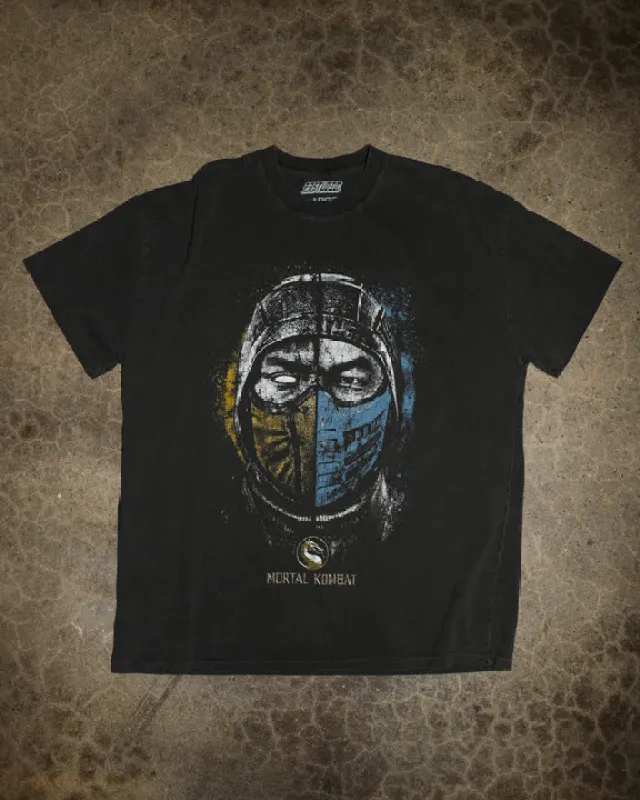 73Studio X Mortal Kombat Split Faces T-Shirt Washed Charcoal made by Culture Kings