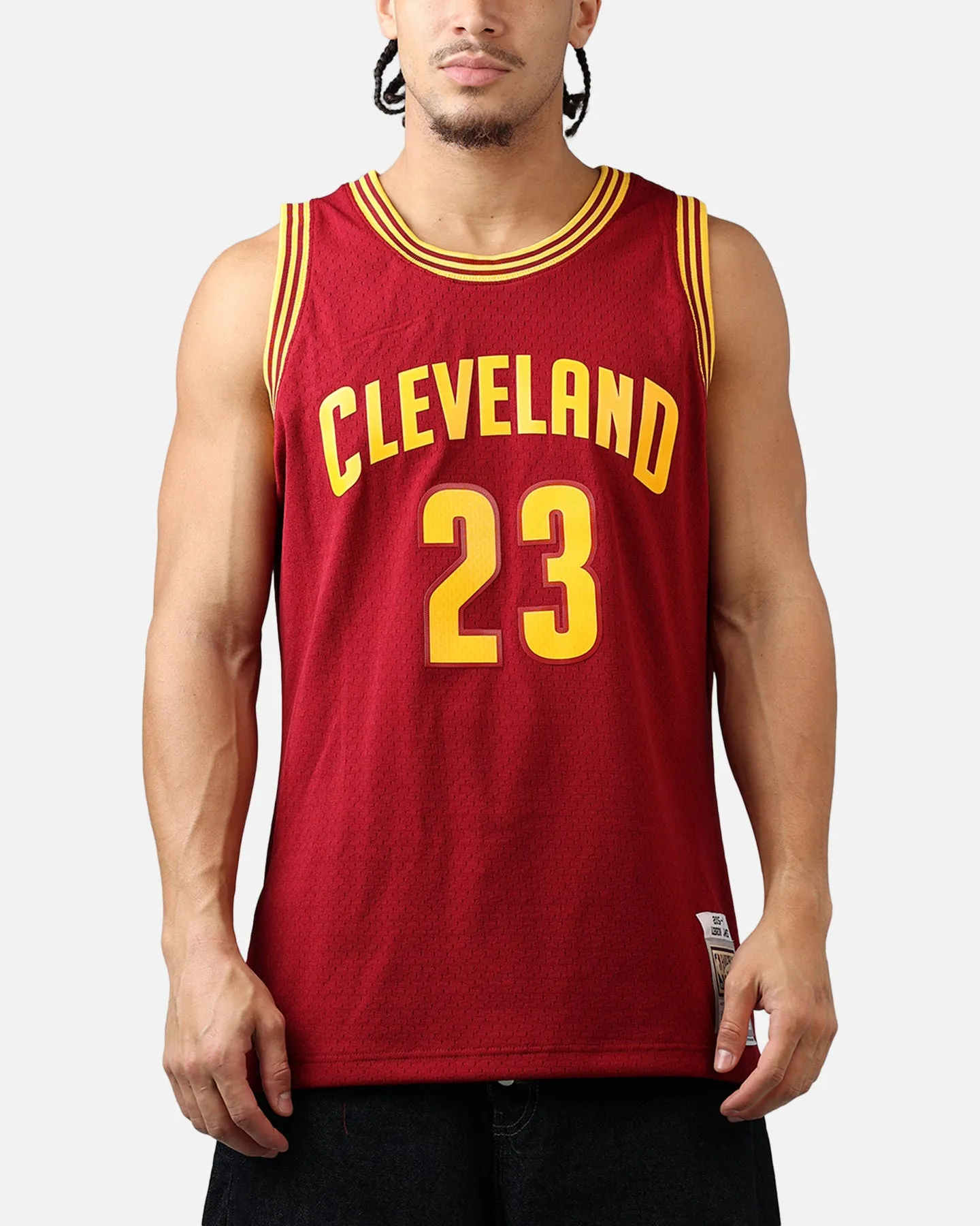 Mitchell & Ness Cleveland Cavaliers LeBron James #23 '15 Road Swingman Jersey Cardinal sold by Culture Kings