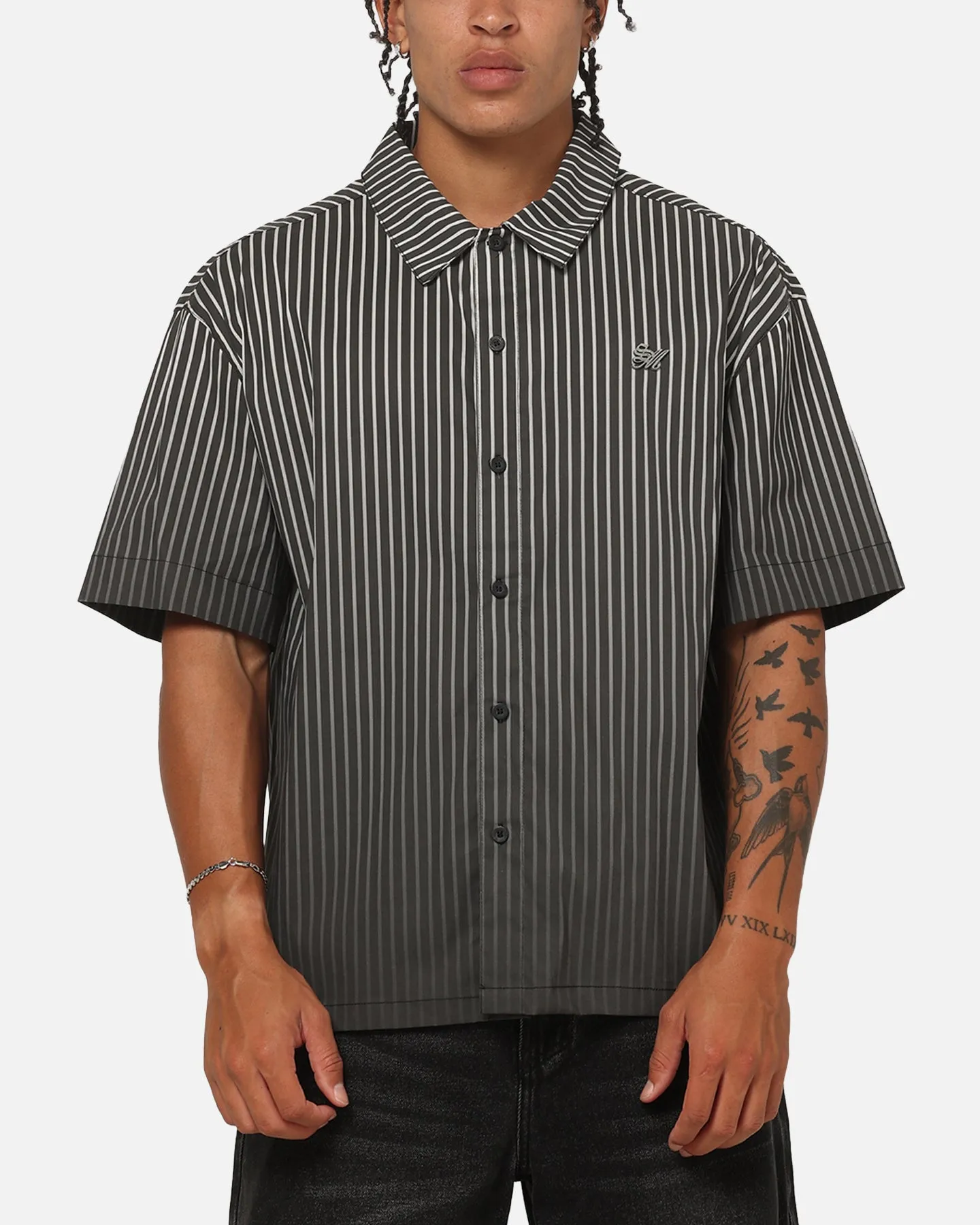 Saint Morta Vela Pinstripe Button Up Shirt Black/White sold by Culture Kings