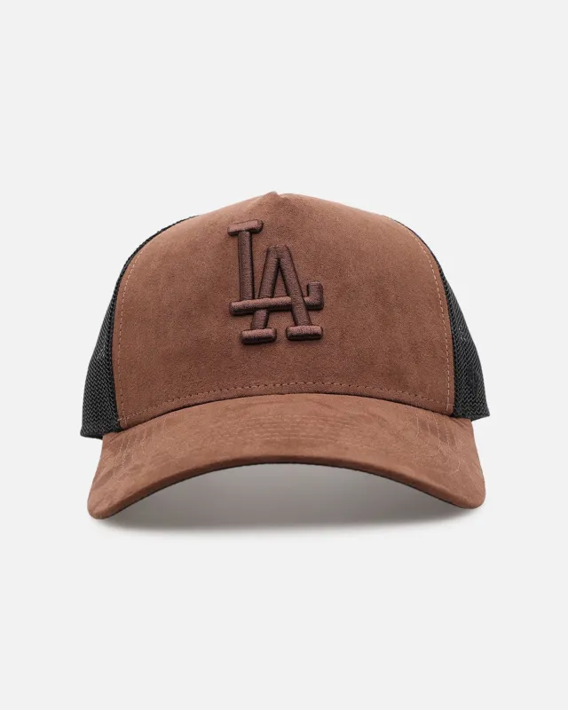 47 Brand Los Angeles Dodgers 'Tonal Suede' '47 Offside Trucker Snapback Chocolate made by 47