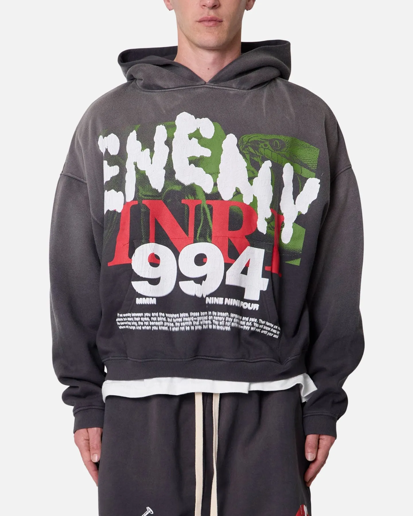 MNML Enemy Hoodie Washed Black sold by Culture Kings