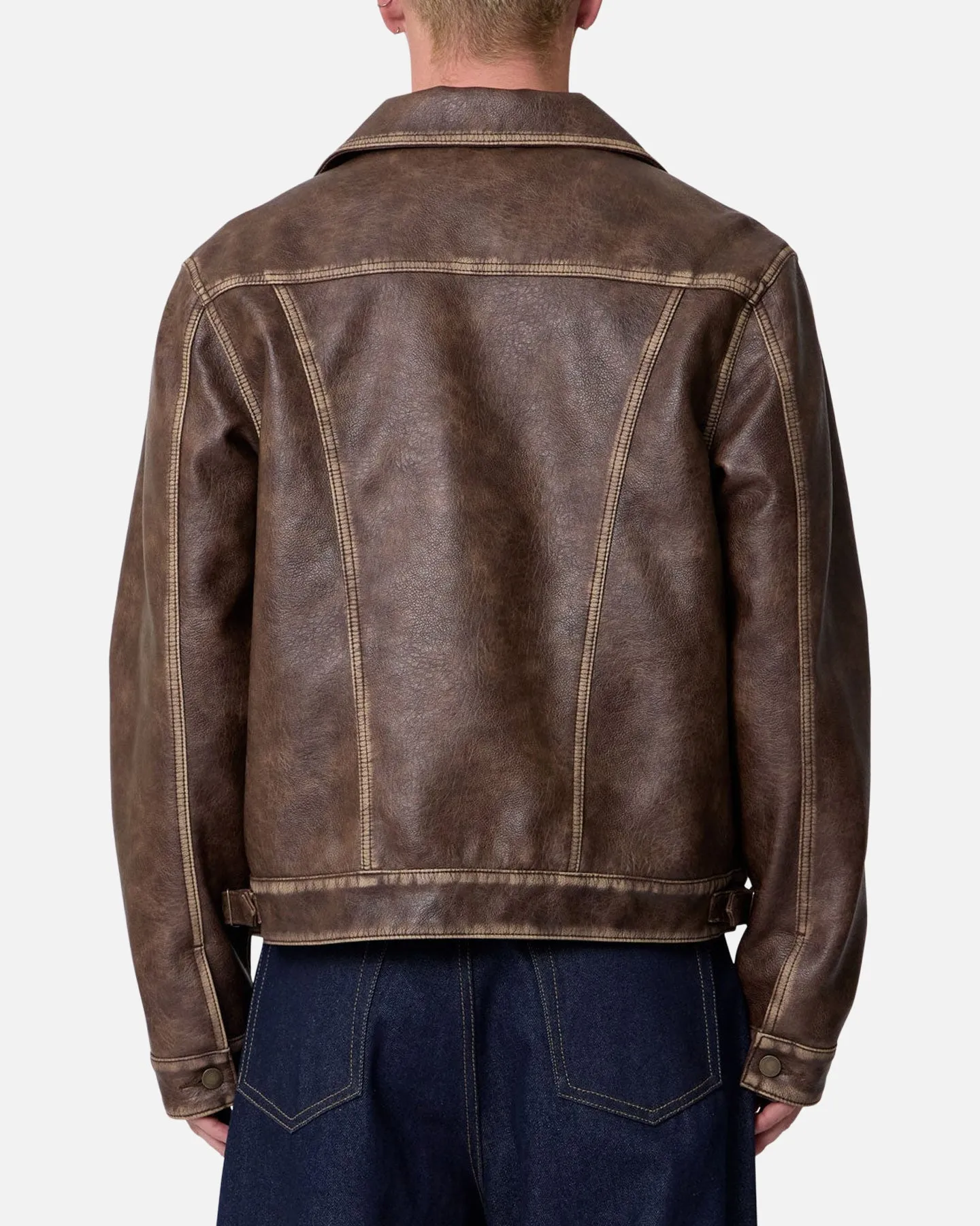 MNML Washed Leather Jacket Brown sold by Culture Kings product image thumbnail 2
