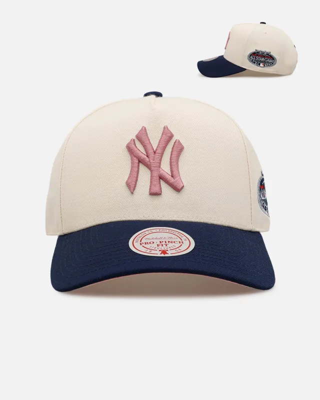 Mitchell & Ness New York Yankees 'Pink Team Logo' Pro Pinch Snapback Off White made by Mitchell & Ness